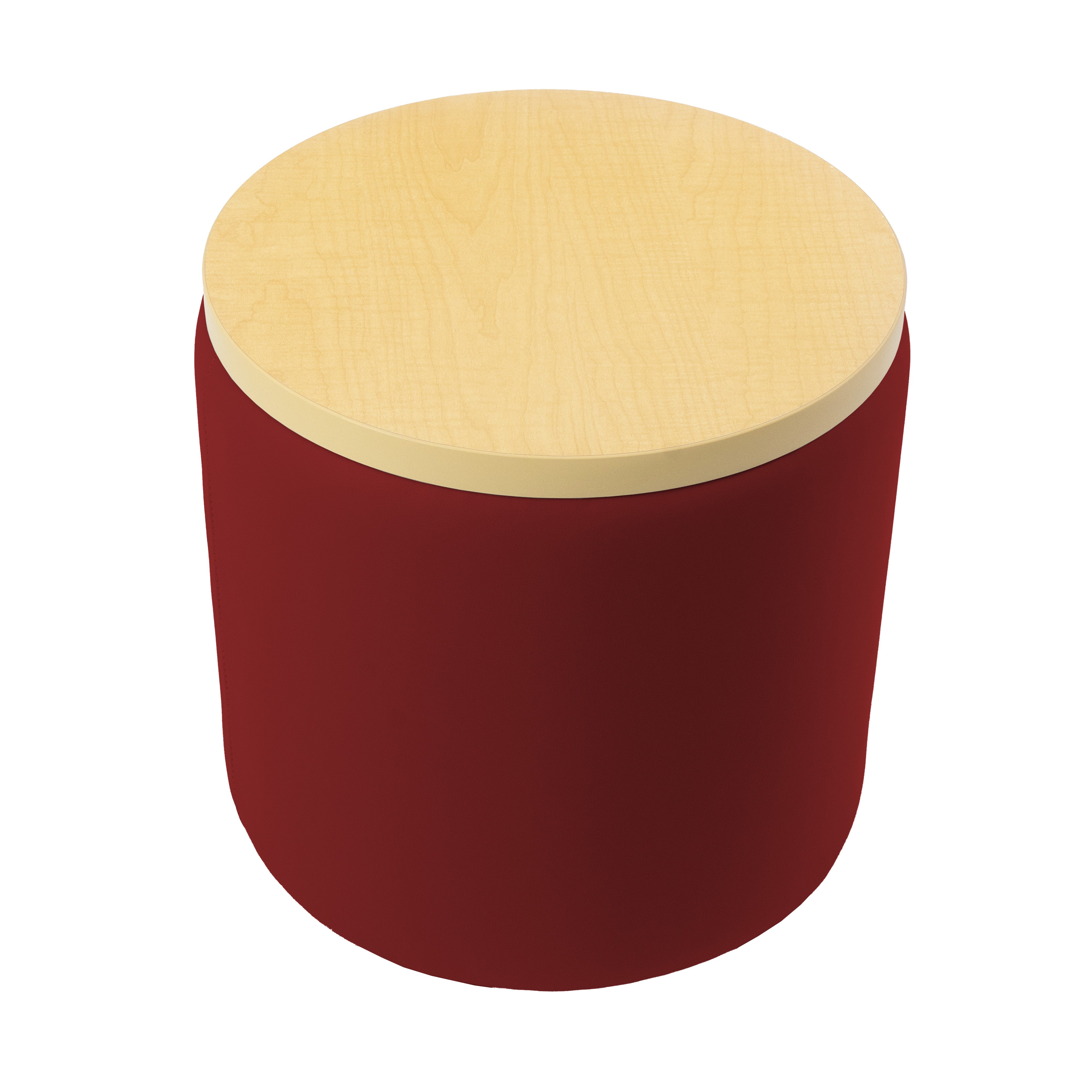 Pro Series Upholstered 18" Round Ottoman Table 18" Height - Crimson/Maple