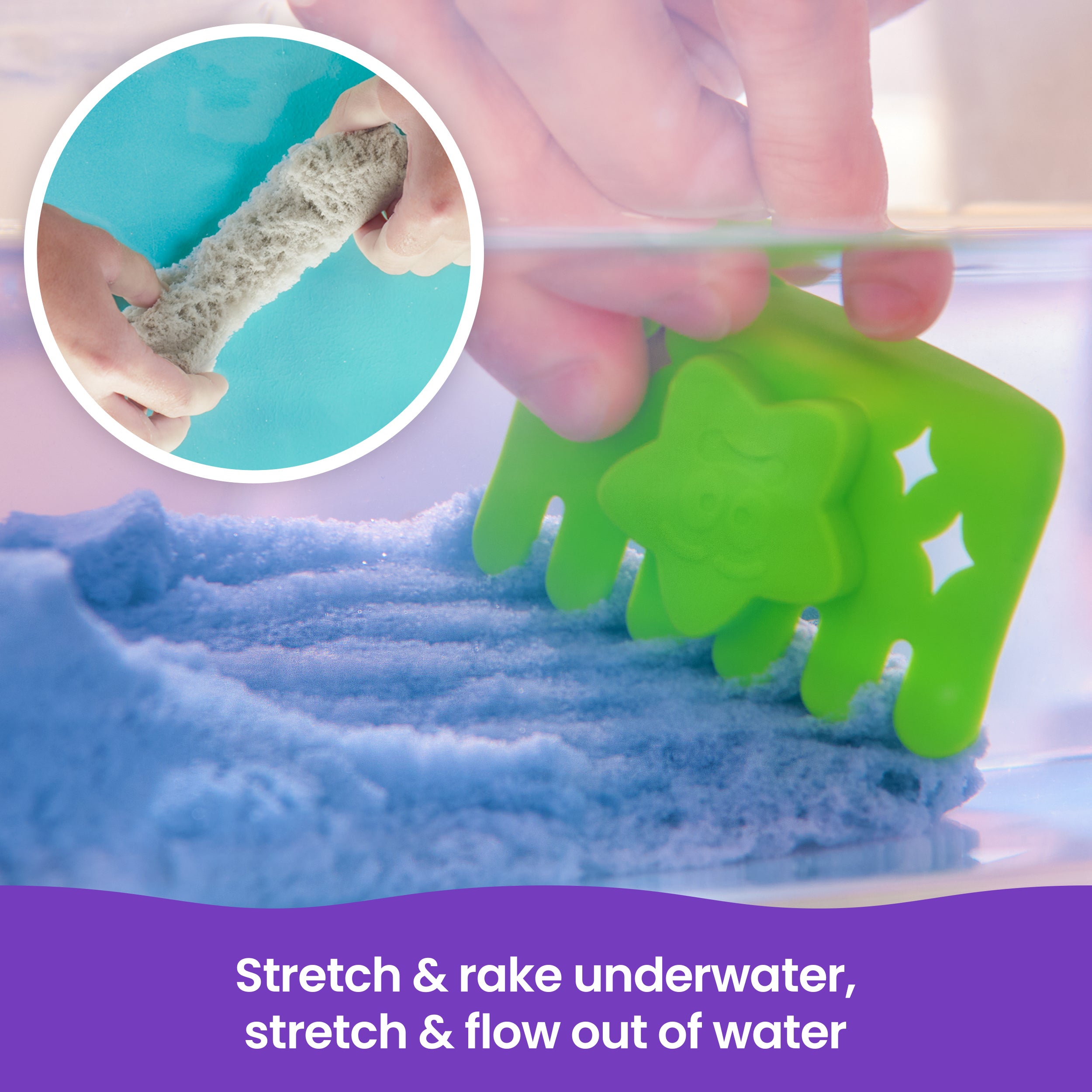 Kinetic Sand, Splash Starter Case with 6oz Color-Change Play Sand, 3 Tools & Molds, Reusable Storage, Sensory Toys for Kids Ages 3 and up
