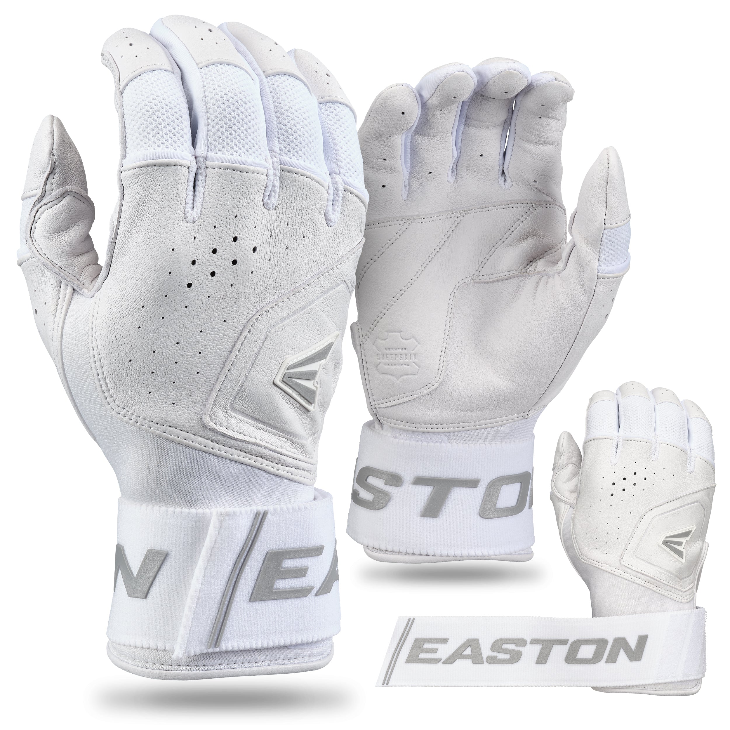 Easton Adult Mav Pro Locked In Batting Gloves - Small - White/White