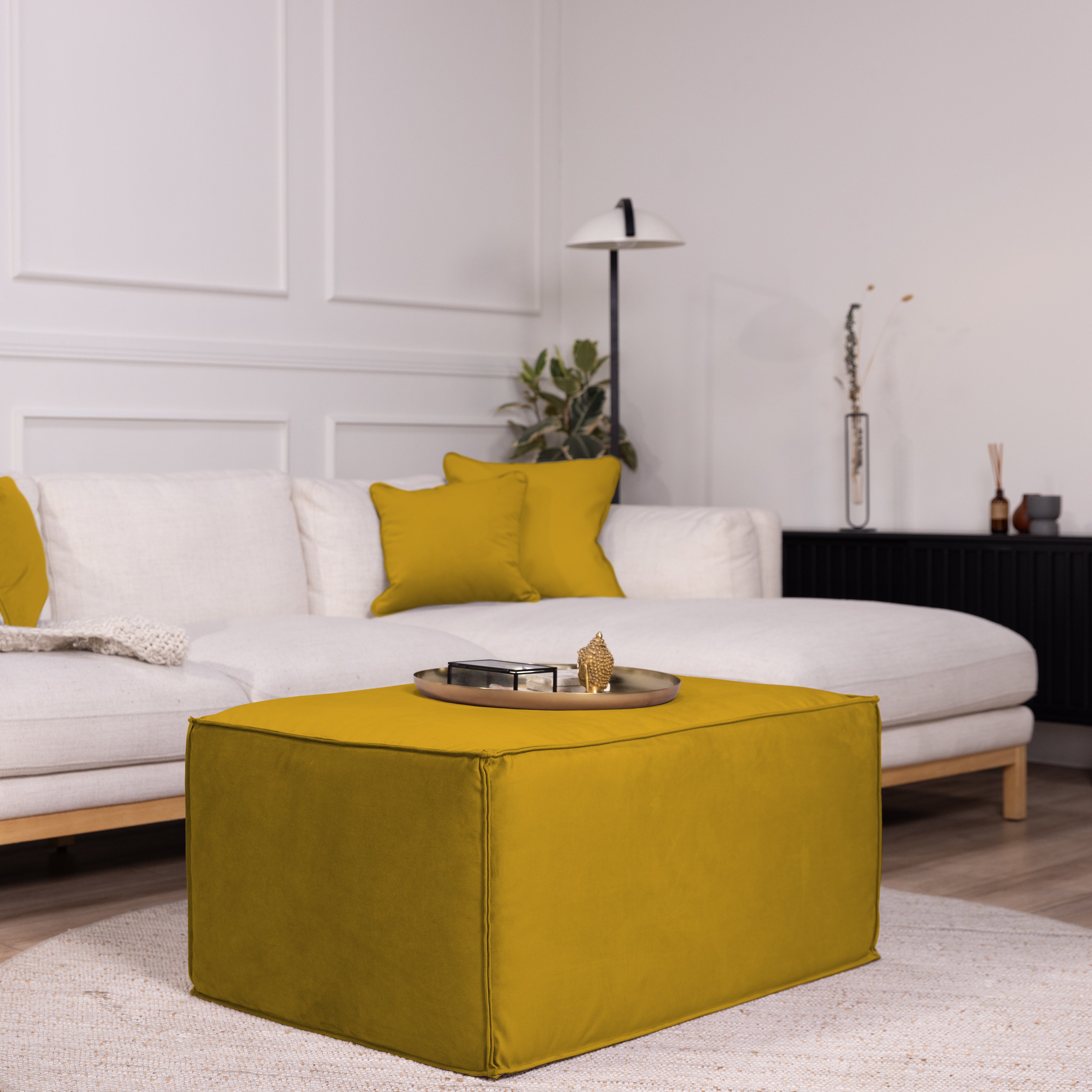 Overstuffed 36" x 24" Rectangle Microfiber Ottoman, 16" Height - Dijon