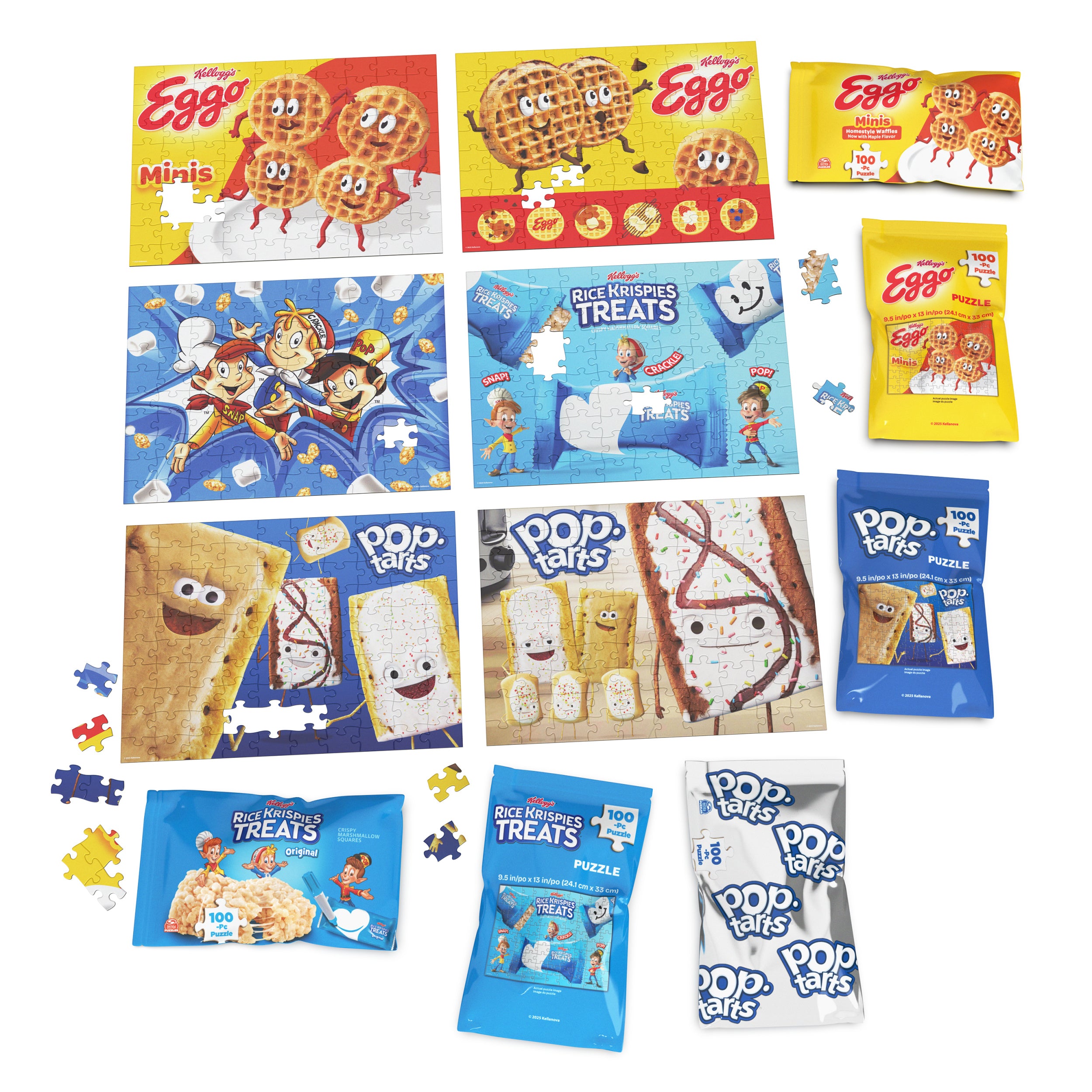 Spin Master Games, snack puzzles 6-pack, 100 Pieces Each, kids puzzle, With Eggo Waffles, Rice Krispies Treat & Pop Tarts, Preschool Toys for Girls & Boys, for Ages 6 & Up