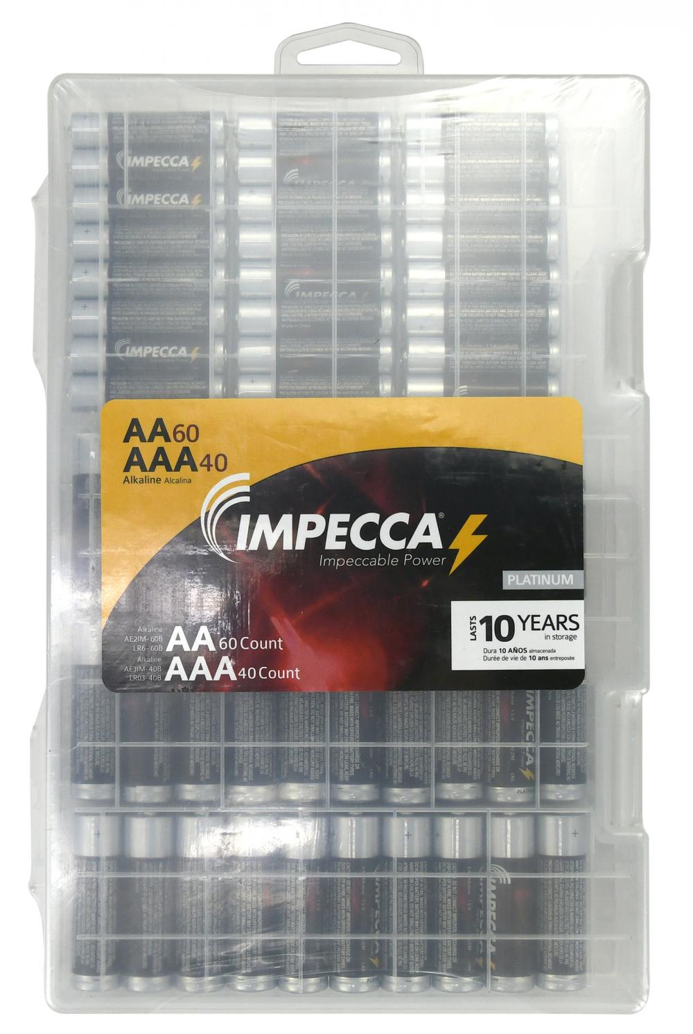 Impecca Alkaline Mix AA 60-Pack & AAA 40-Pack Platinum Batteries