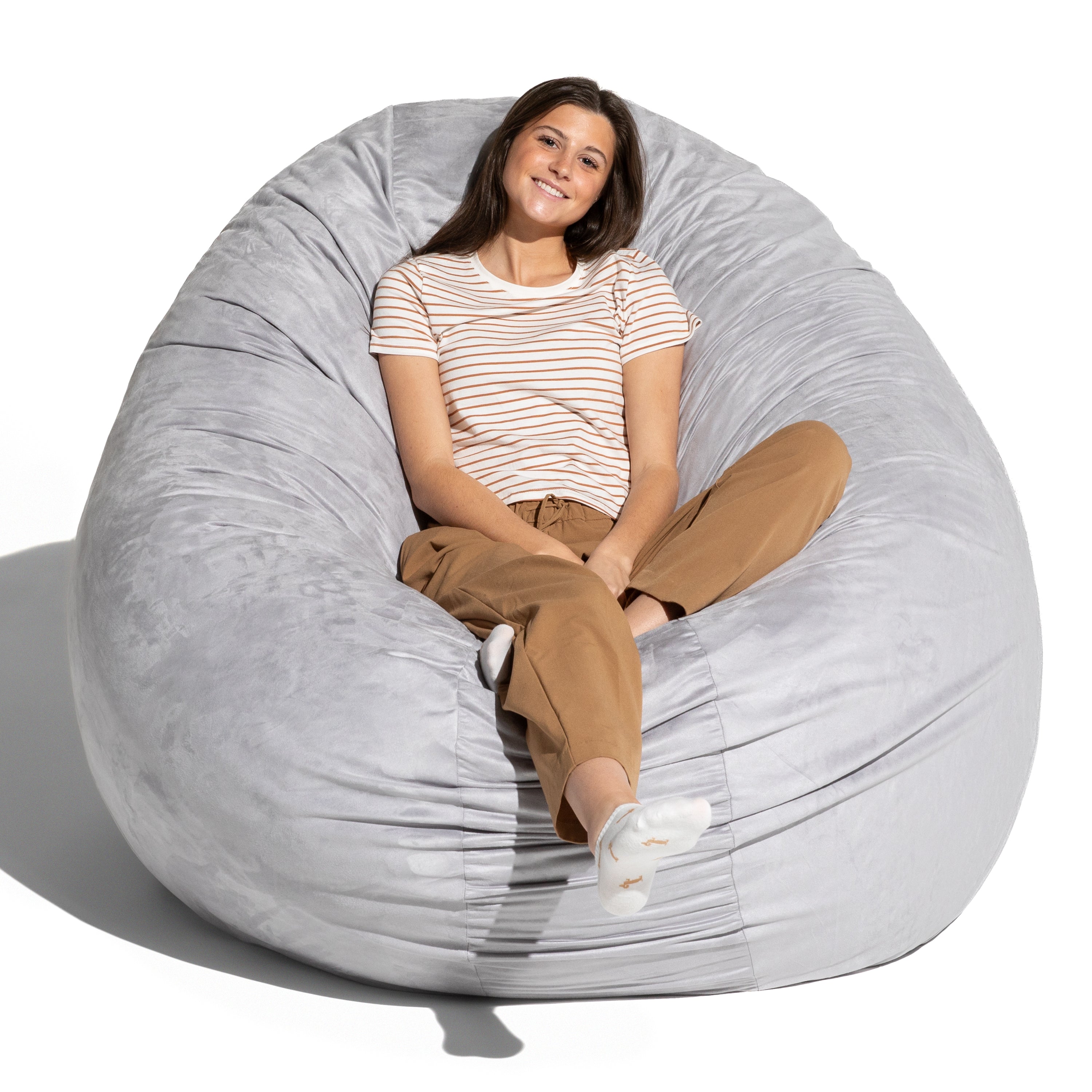 Jaxx 6 Foot Cocoon - 2-in-1 Convertible Bean Bag Bed & Large Bean Bag Chair for Adults, Platinum