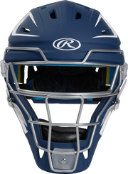 Rawlings Mach Matte 2-Tone Hockey Style Senior Catchers Helmet - Navy/White