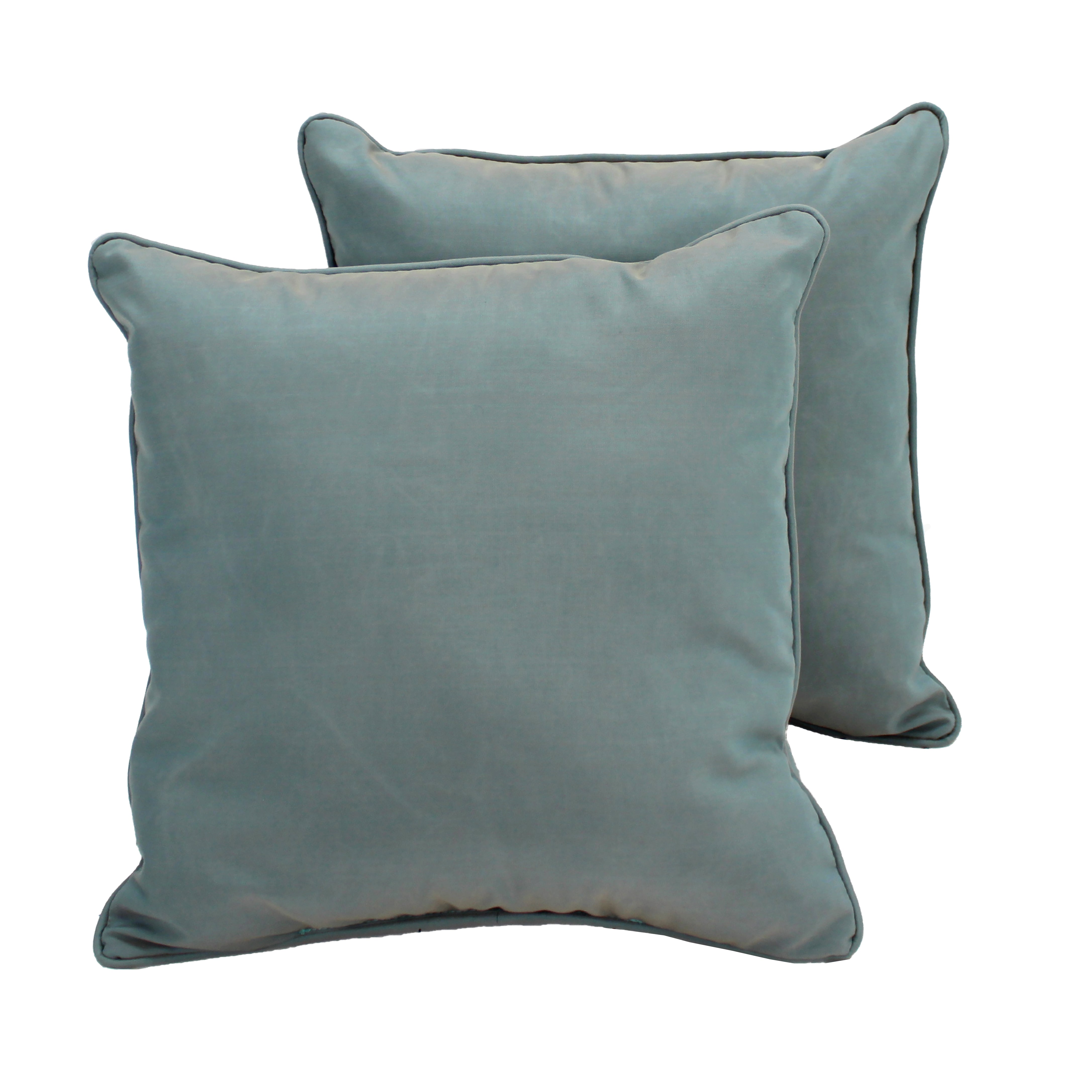 Presidio 18"x 18" Square Indoor/Outdoor Pillow with Piping, 2-Piece - Dusty Turquoise