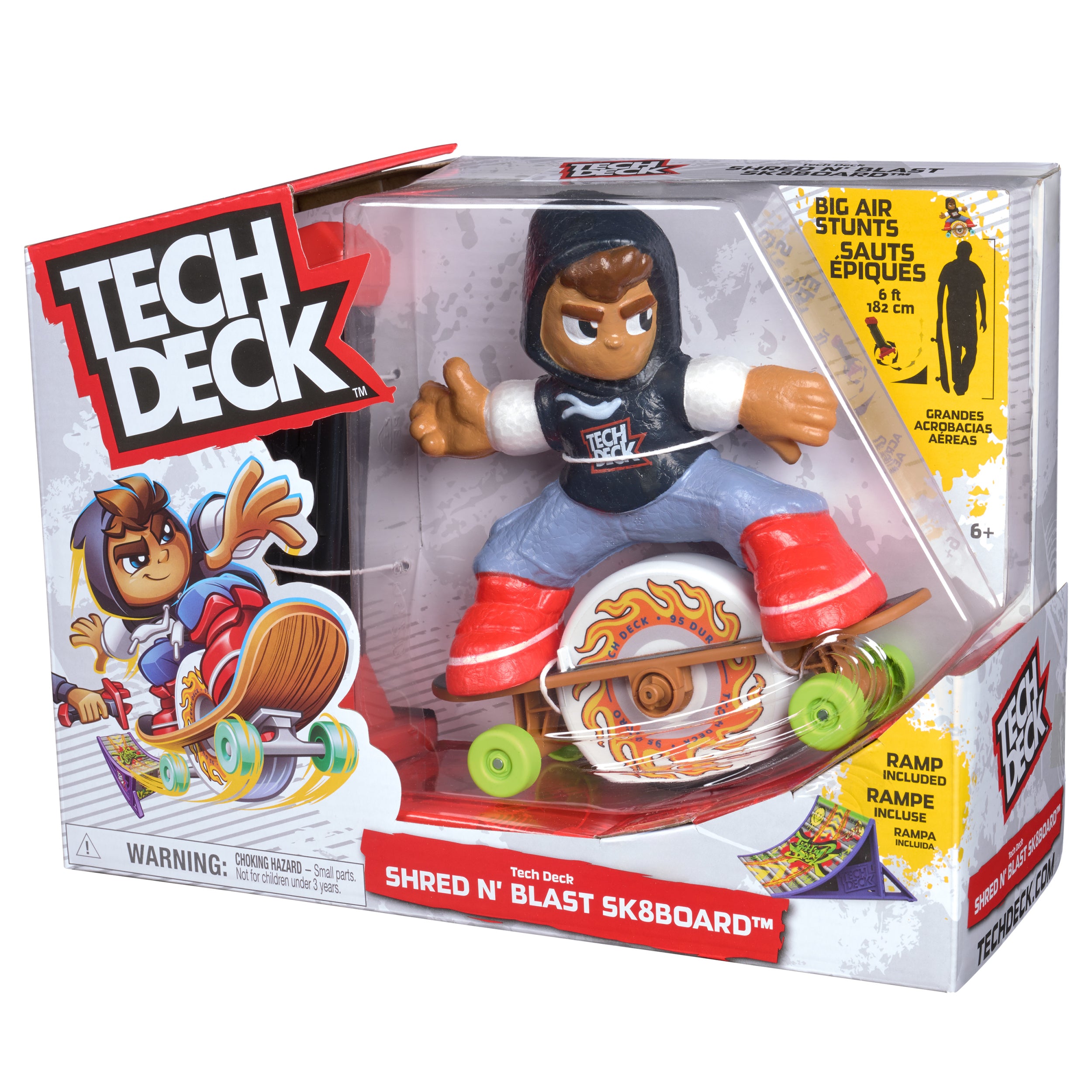 Tech Deck Shred N' Blast Sk8board, Motorized Finger Skateboard Toy with Rider & Ramp for Fast Tricks & High Jumps, Kids Toys for Boys and Girls Ages 6 & Up, Batteries Required