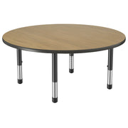 48" Round Thermofused Activity Table with Adjustable Chunky Legs - Pasadena Oak/Black