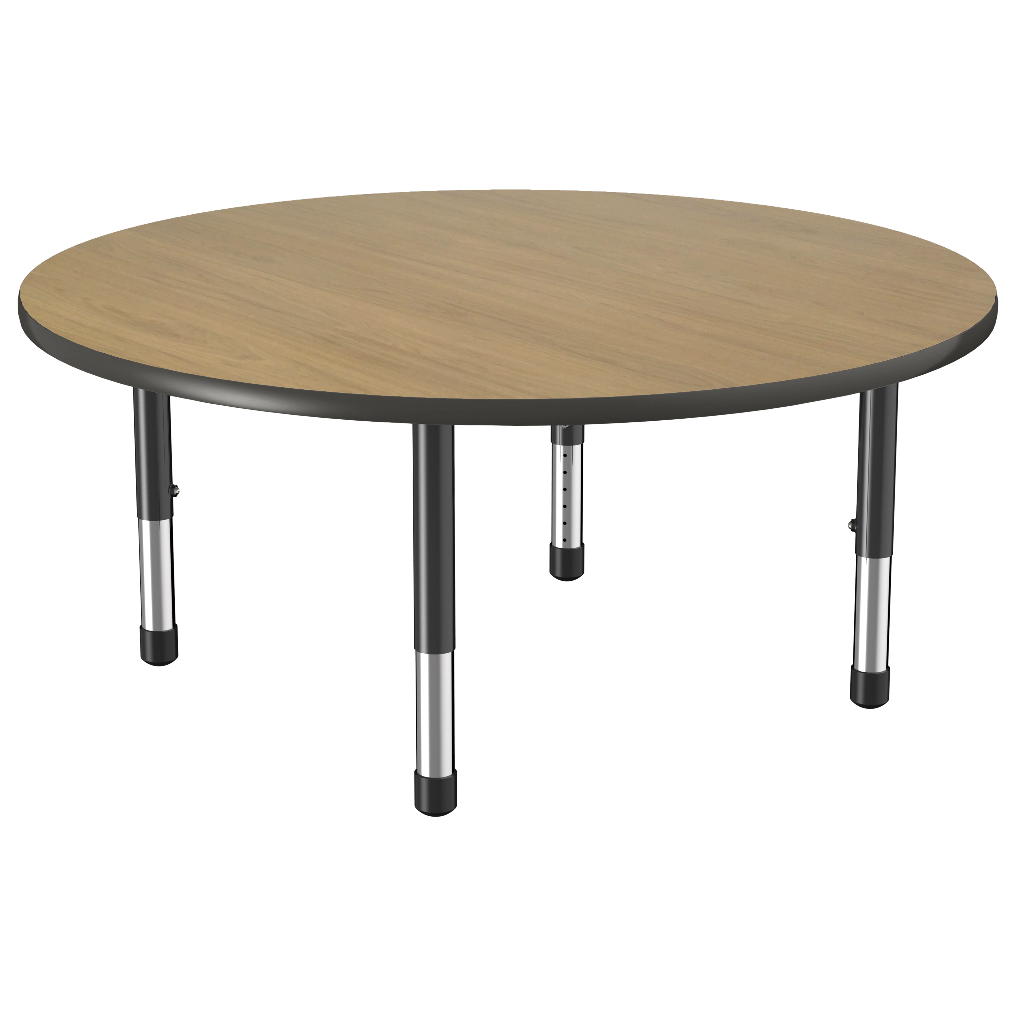 48" Round Thermofused Activity Table with Adjustable Chunky Legs - Pasadena Oak/Black