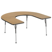 60" x 66" Horseshoe T-Molding Activity Table with Adjustable Standard Ball Glide Legs - Pasadena Oak/Black