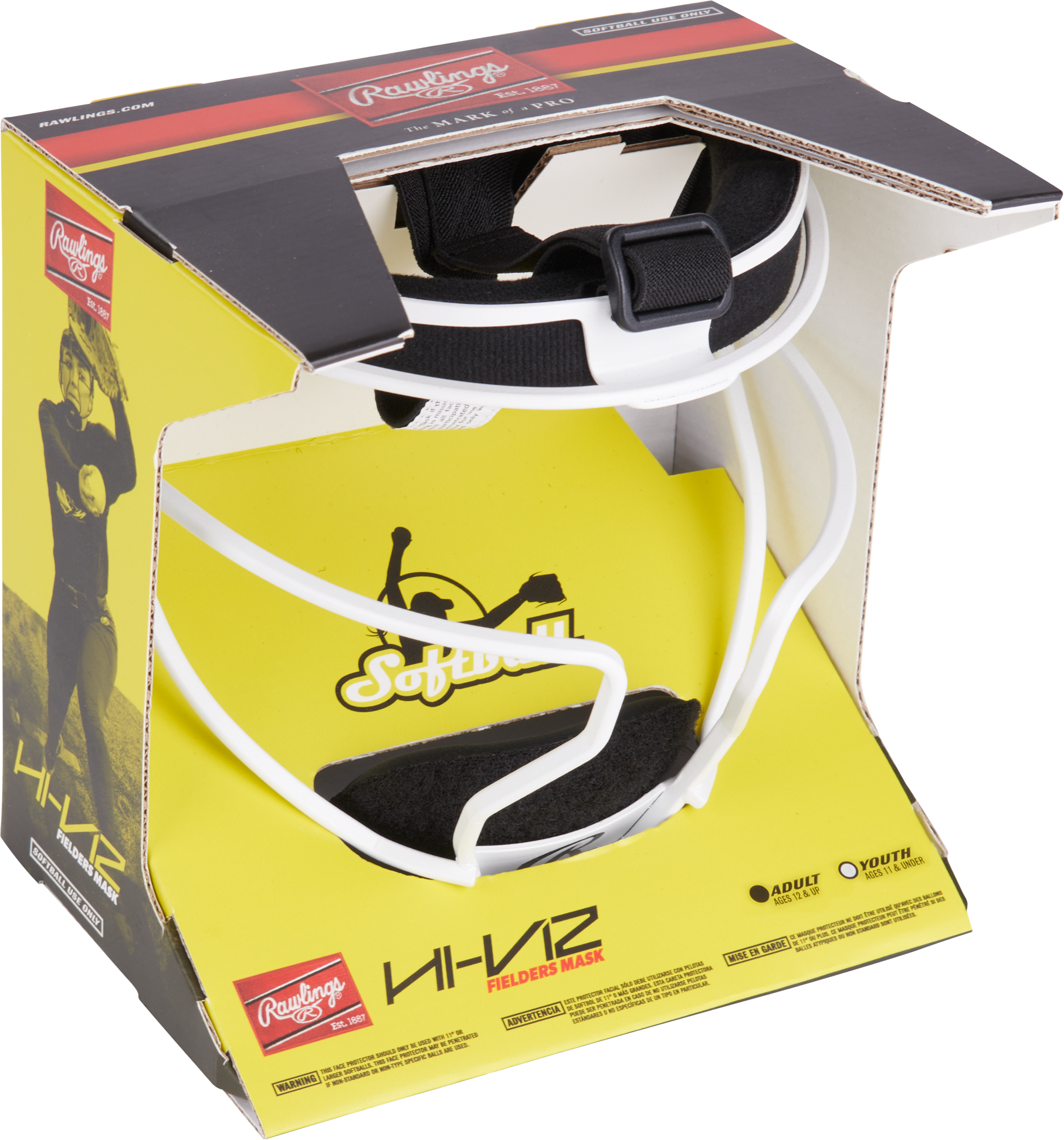 Rawlings Hi-Viz Ultra Adult Softball Fielders Mask - White