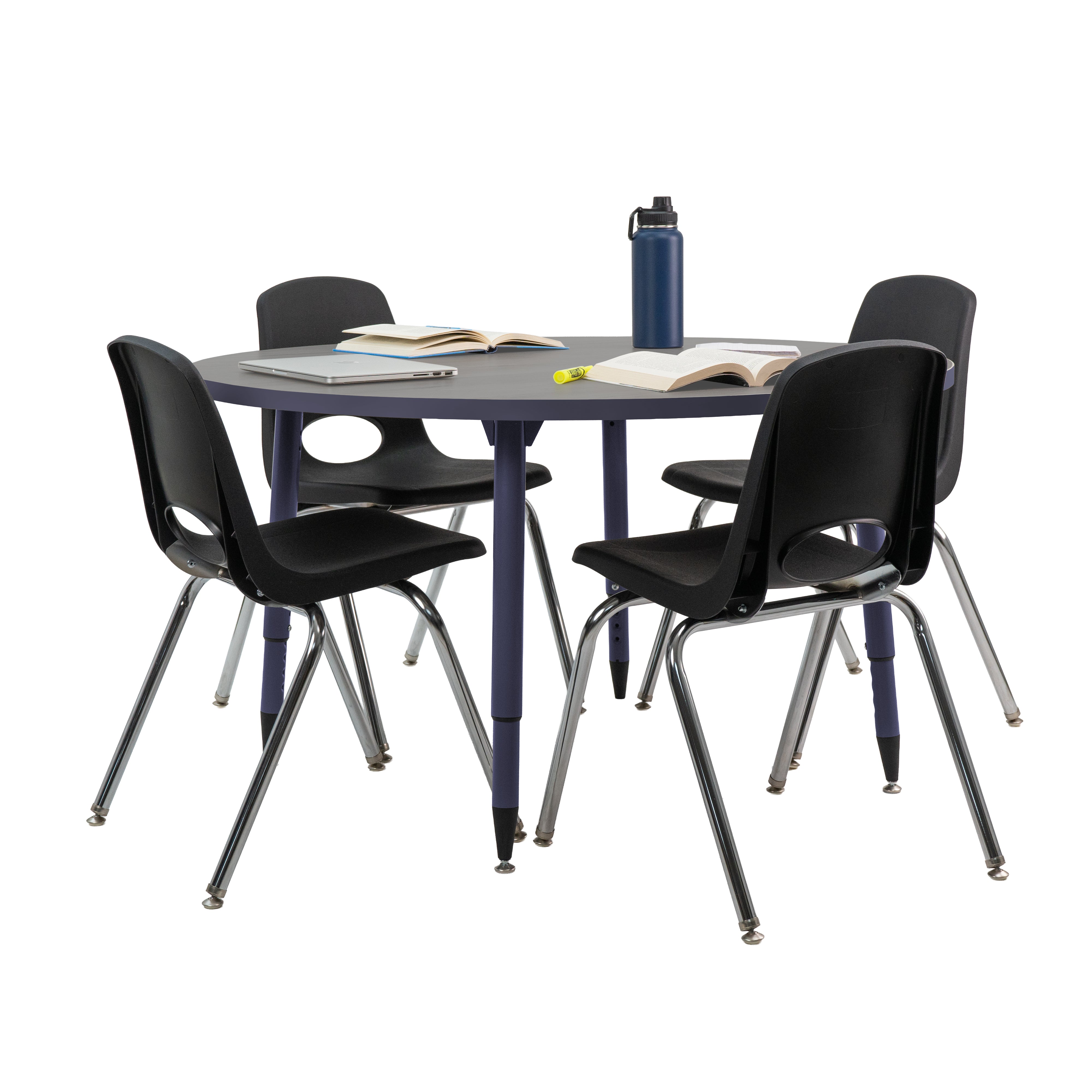 Adapte 48" Round Thermofused Activity Table with Adjustable Tapered Legs - North Sea/Navy