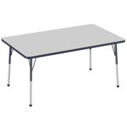 36" x 60" Rectangle T-Molding Activity Table with Adjustable Standard Ball Glide Legs - Gray/Navy