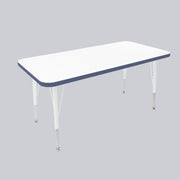 24" x 48" Rectangle Thermofused Activity Table with Adjustable Standard Swivel Glide Legs - White/Navy/White