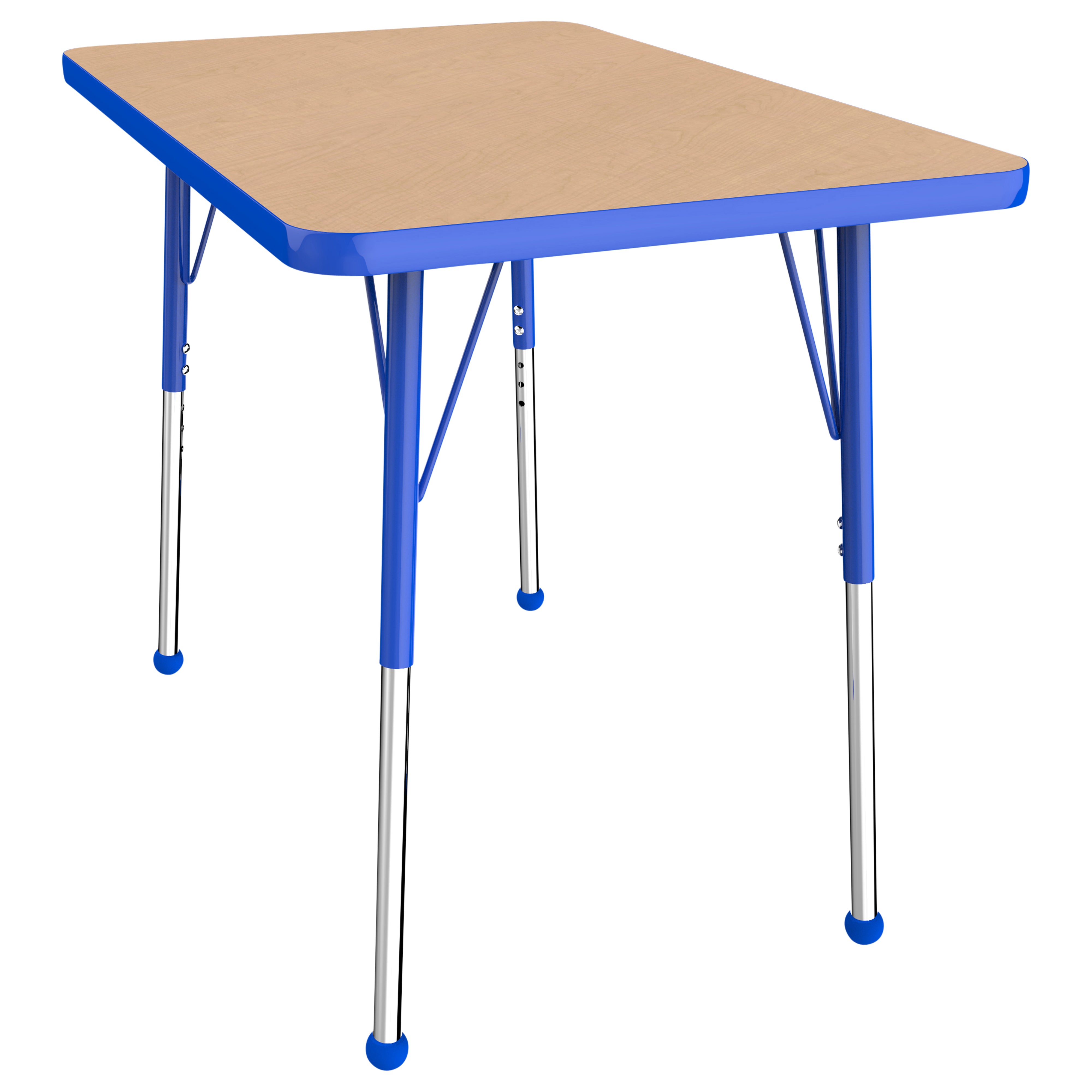 24" x 36" Rectangle T-Molding Activity Table with Adjustable Standard Ball Glide Legs - Maple/Blue