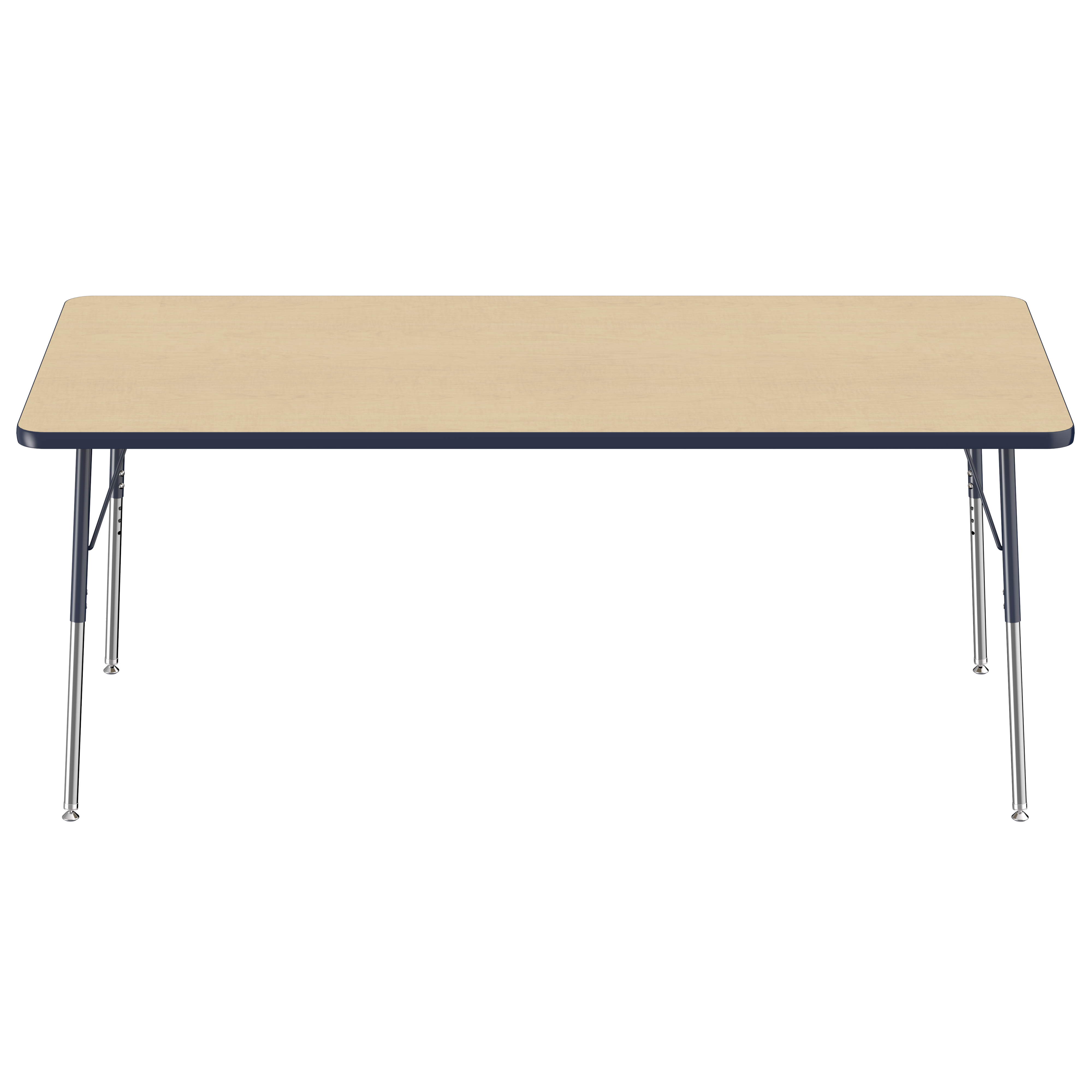 36" x 72" Rectangle T-Molding Activity Table with Adjustable Standard Swivel Glide Legs - Maple/Navy