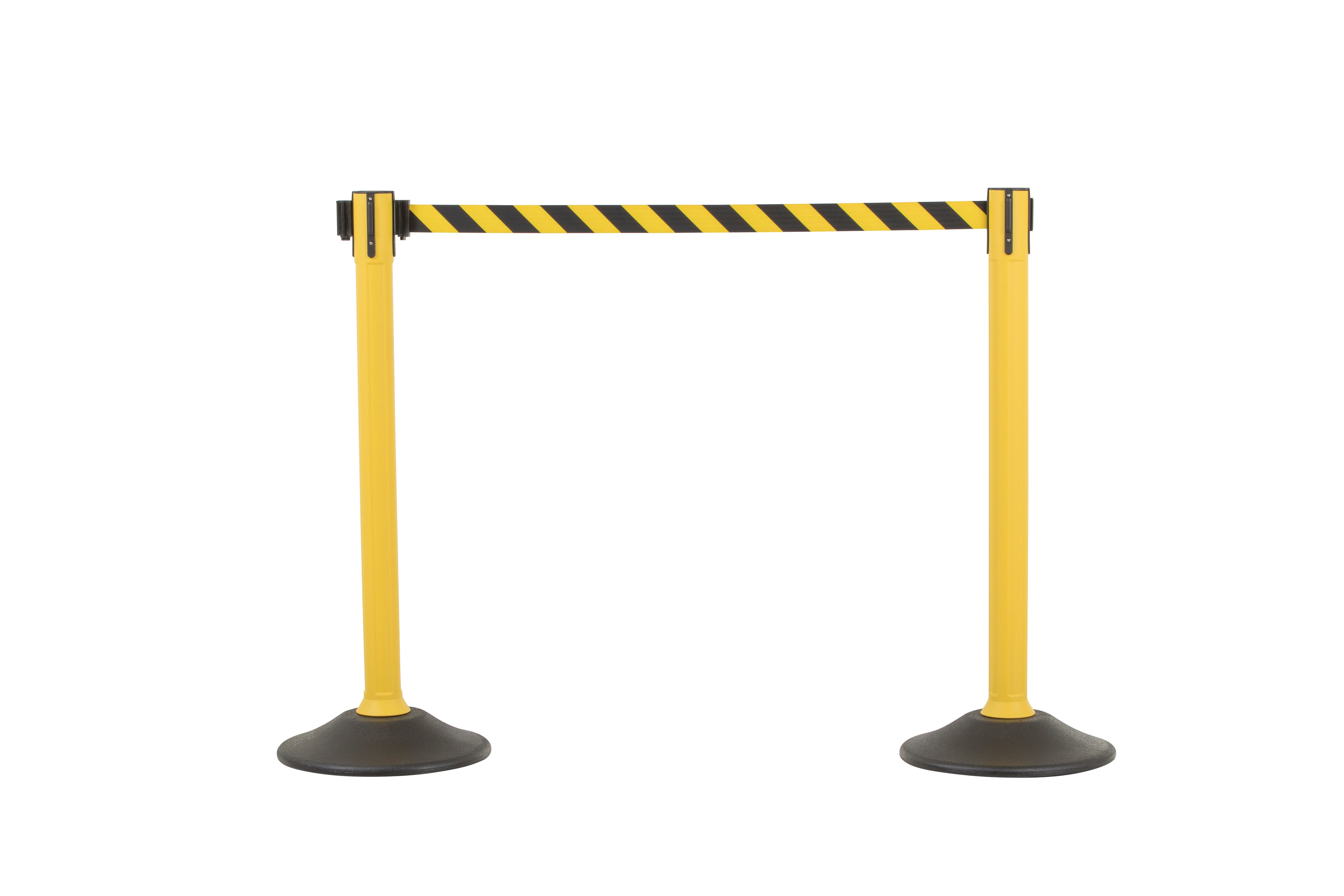 Yellow post and 6.5' Yellow/Black Chevron Belt ‐  2 pack
