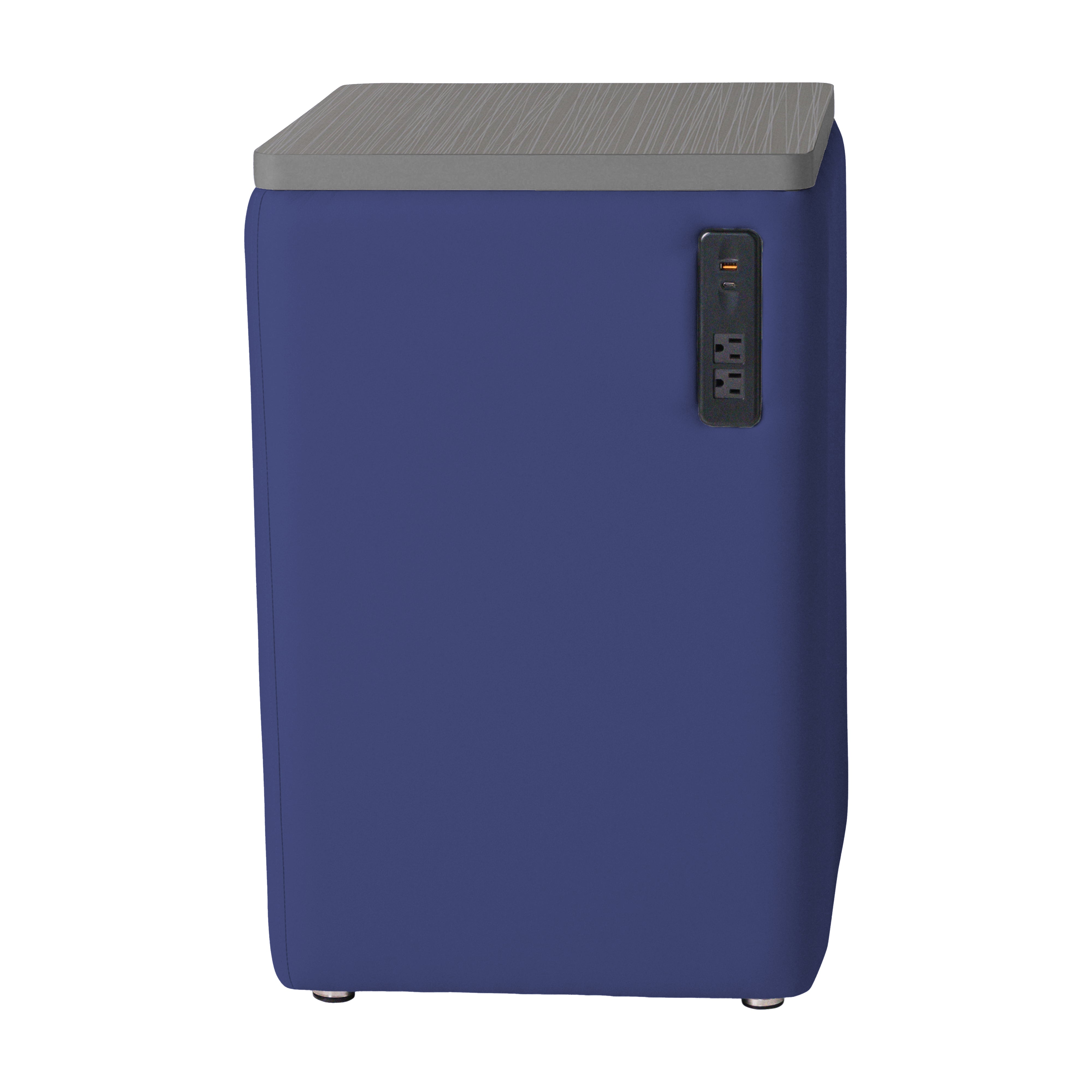 Pro Series Upholstered 18" x 18" Square Ottoman Table with Tech Panel 28" Height - Navy/Cosmic Strandz