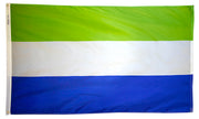 Sierra Leone Flag 3x5 ft. Nylon SolarGuard Nyl-Glo 100% Made in USA to Official United Nations Design Specifications.
