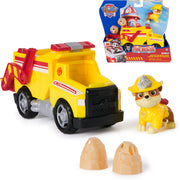 PAW Patrol Fire Rescue: Rubble Rescue Fire Dump Truck with Action Figure, Projectiles, and Toy Truck, Kids Toys for Boys & Girls Ages 3 and Up