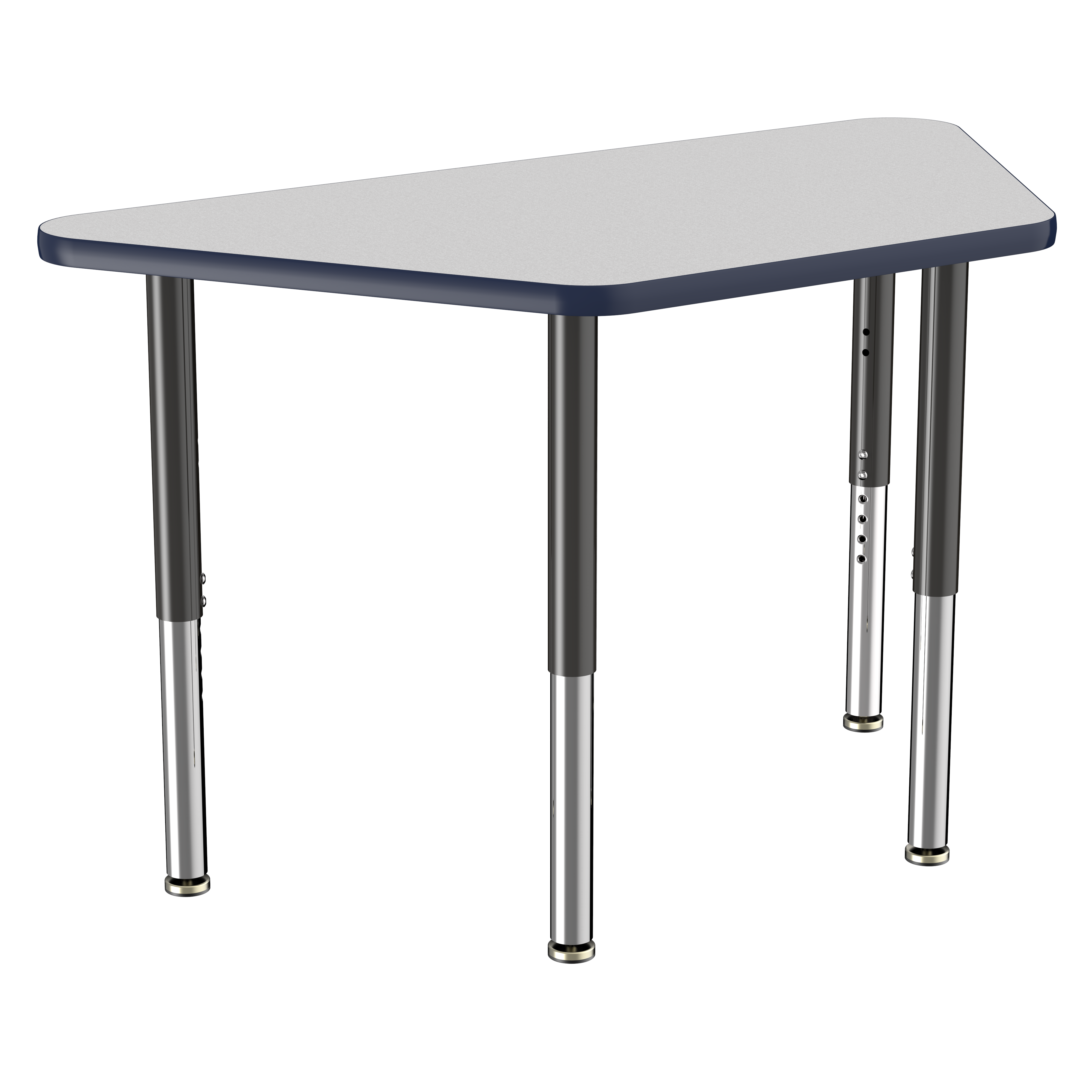 24" x 48" Trapezoid T-Molding Activity Table with Adjustable Super Legs - Gray/Navy/Black