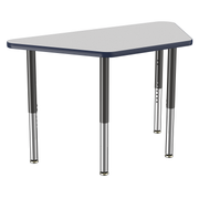 24" x 48" Trapezoid T-Molding Activity Table with Adjustable Super Legs - Gray/Navy/Black
