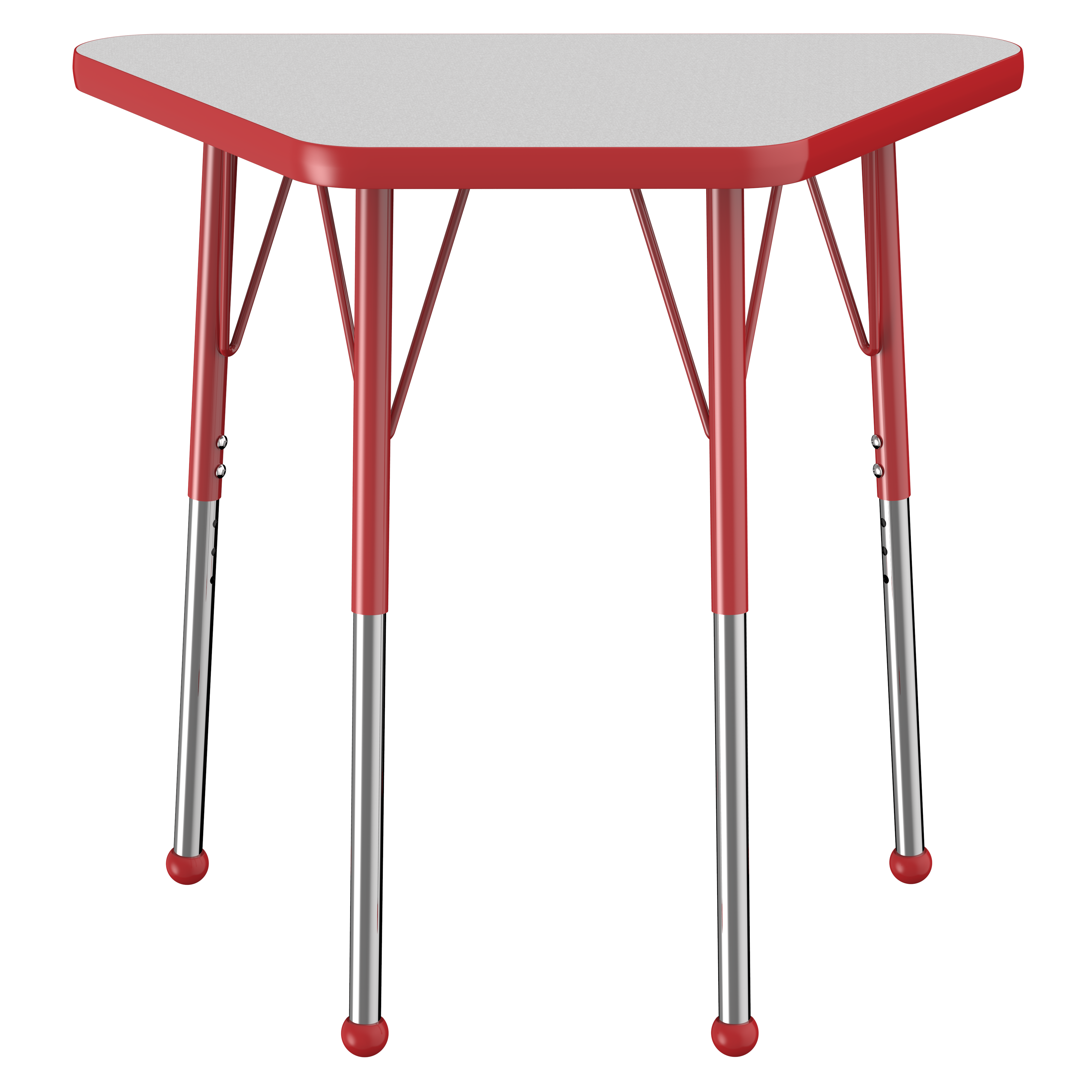 18" x 30" Trapezoid T-Molding Activity Table with Adjustable Standard Ball Glide Legs - Gray/Red