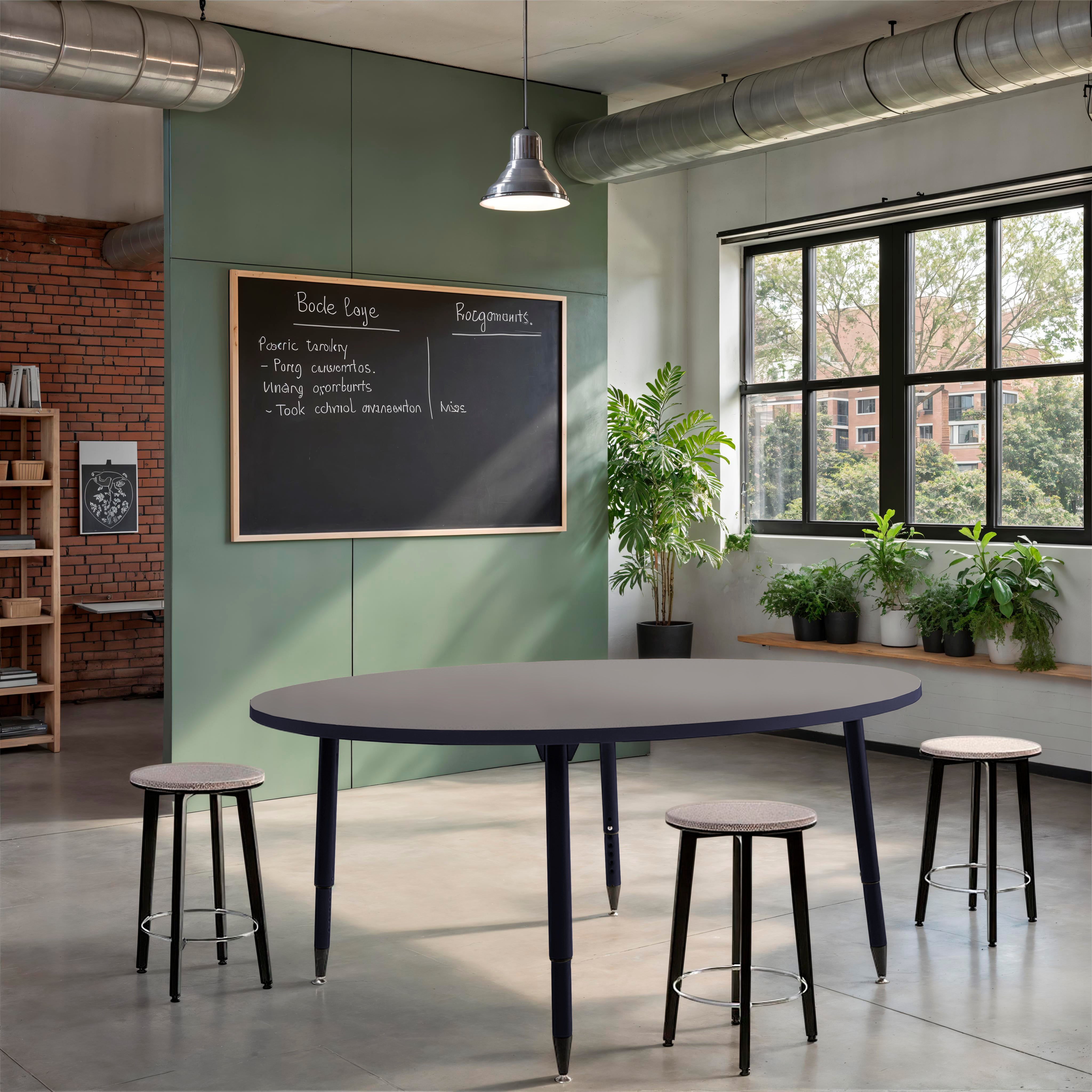 Adapte 60" Round Thermofused Activity Table with Adjustable Tapered Legs - North Sea/Navy