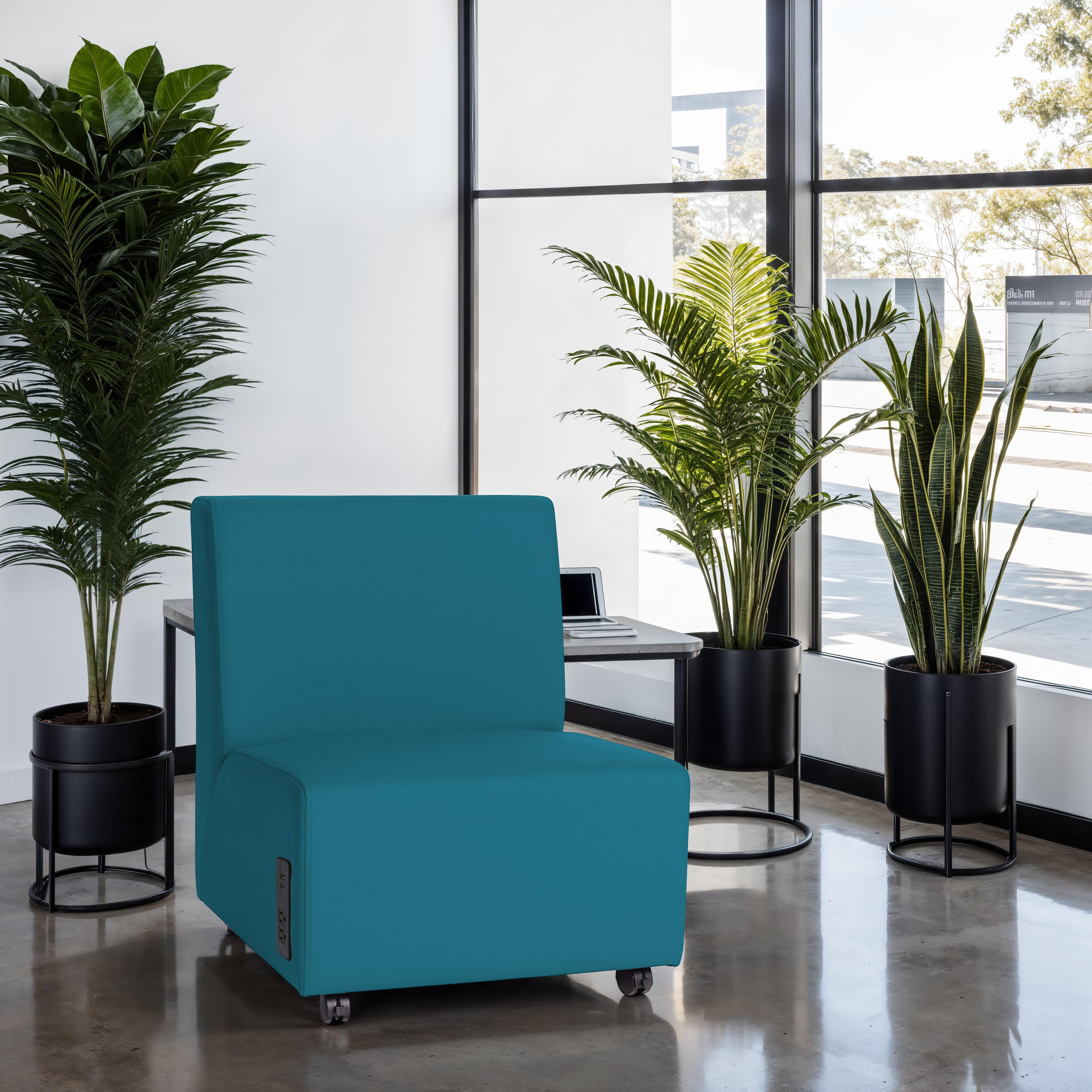 Pro Series Upholstered Armless Mobile Chair with Tech Panel - Teal