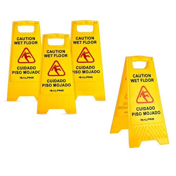 24" Caution Wet Floor Sign (4 pack)