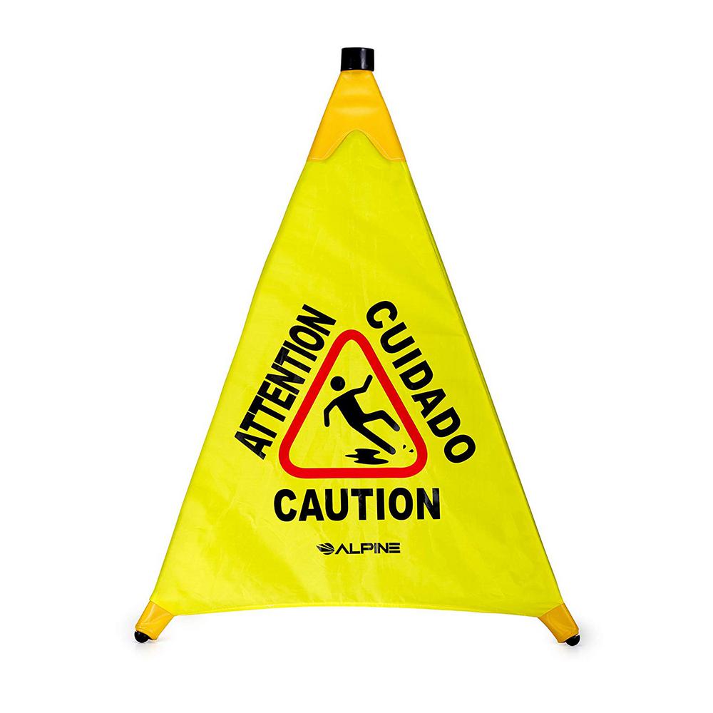30 in. Yellow Multi-Lingual Pop-Up Wet Floor Sign 5-Pack