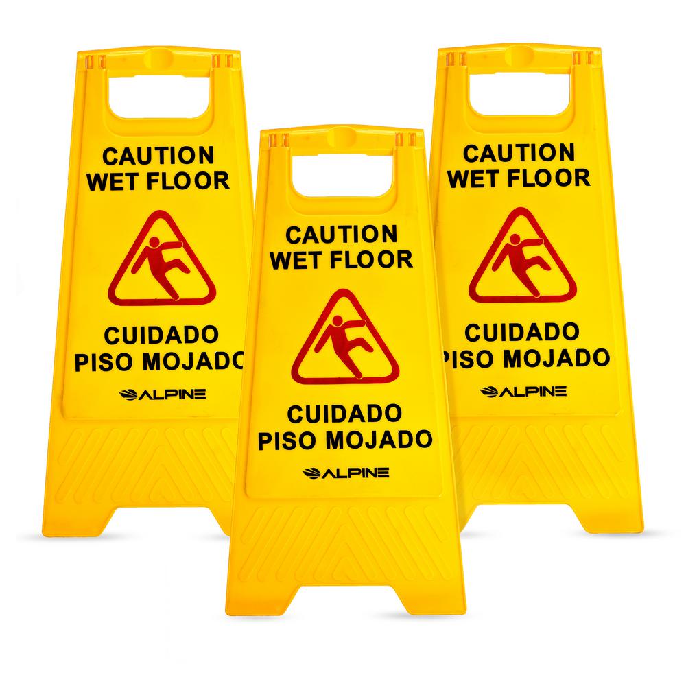 Alpine Industries 24 Caution Wet Floor Sign , Pack of 3