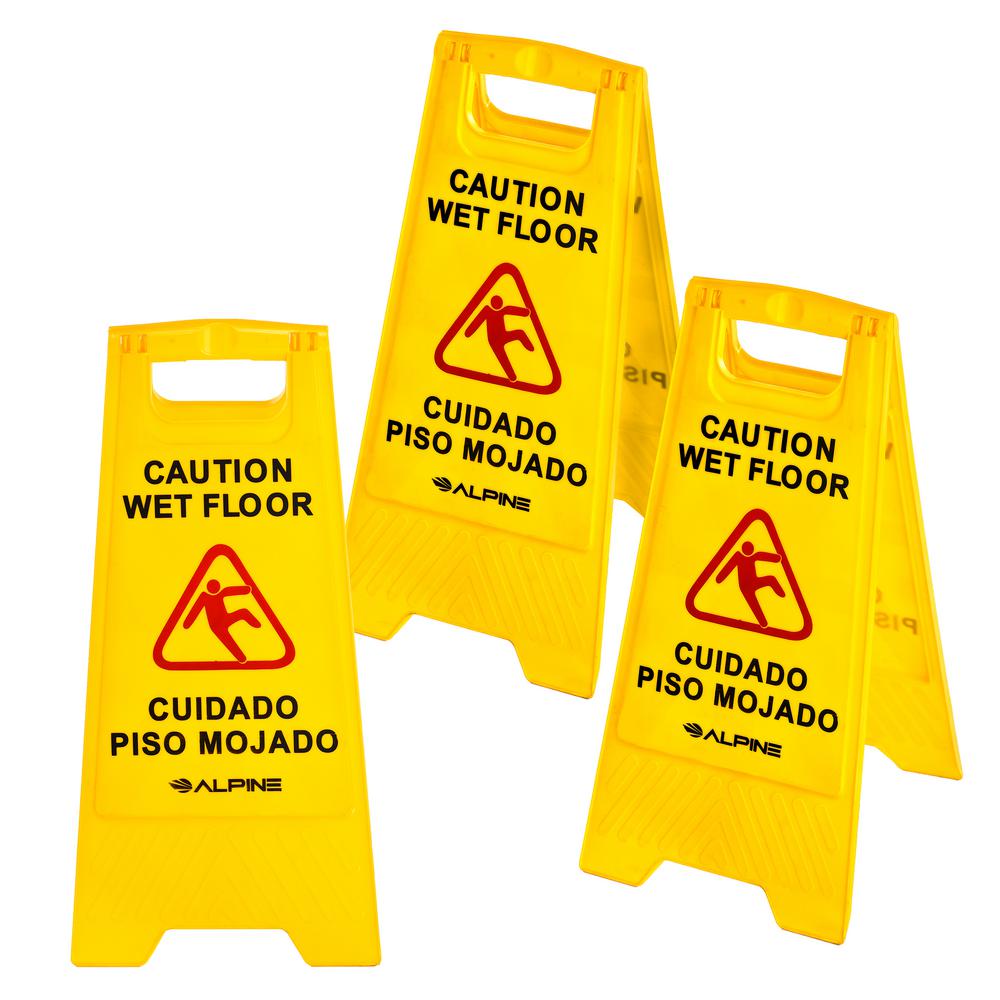 Alpine Industries 24 Caution Wet Floor Sign , Pack of 3