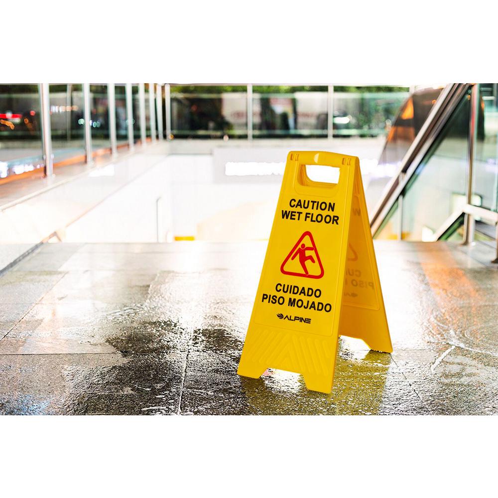 24 in. Yellow Multi-Lingual Caution Wet Floor Sign 10 Pack