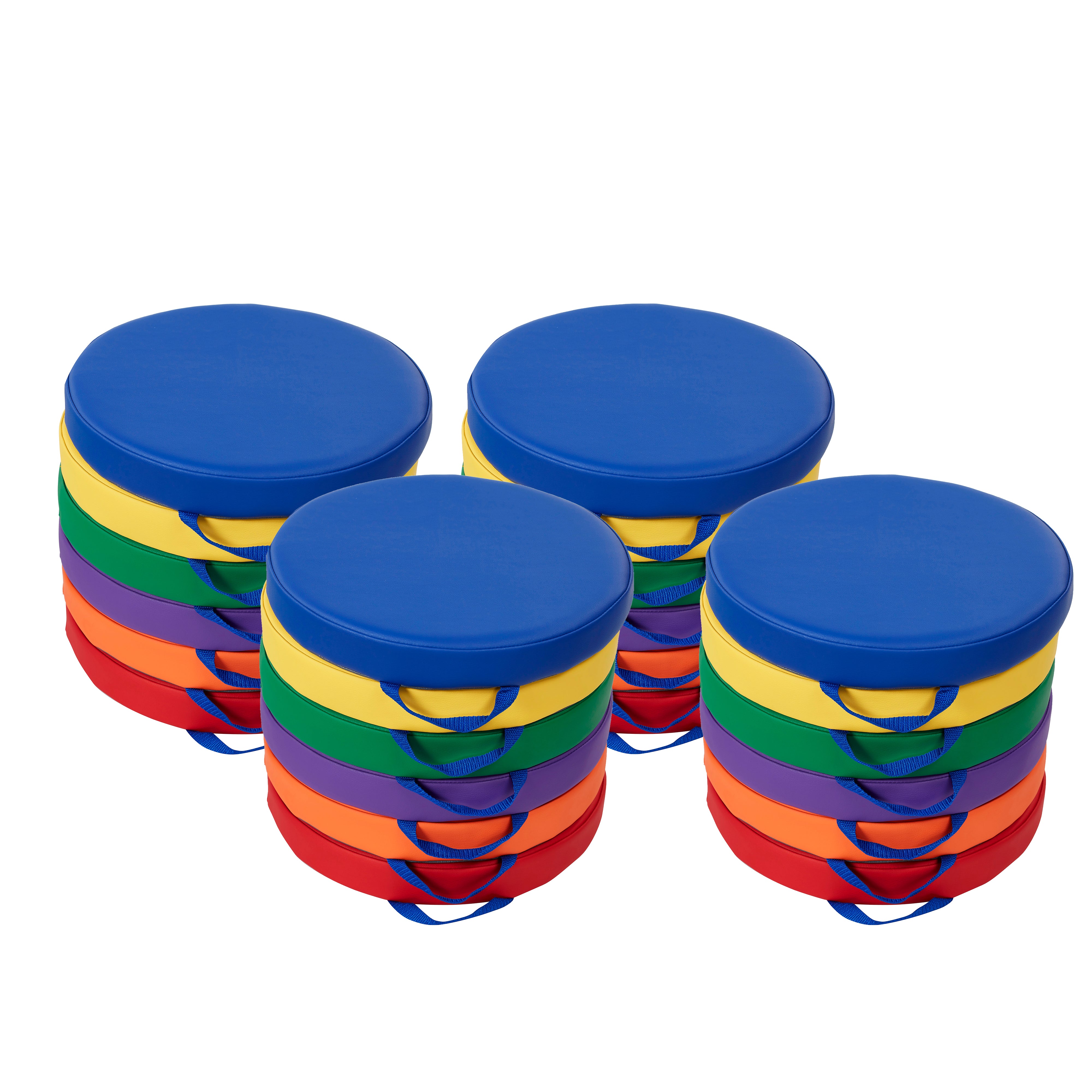 SoftScape 15" Round Floor Cushions, 24-Piece - Assorted