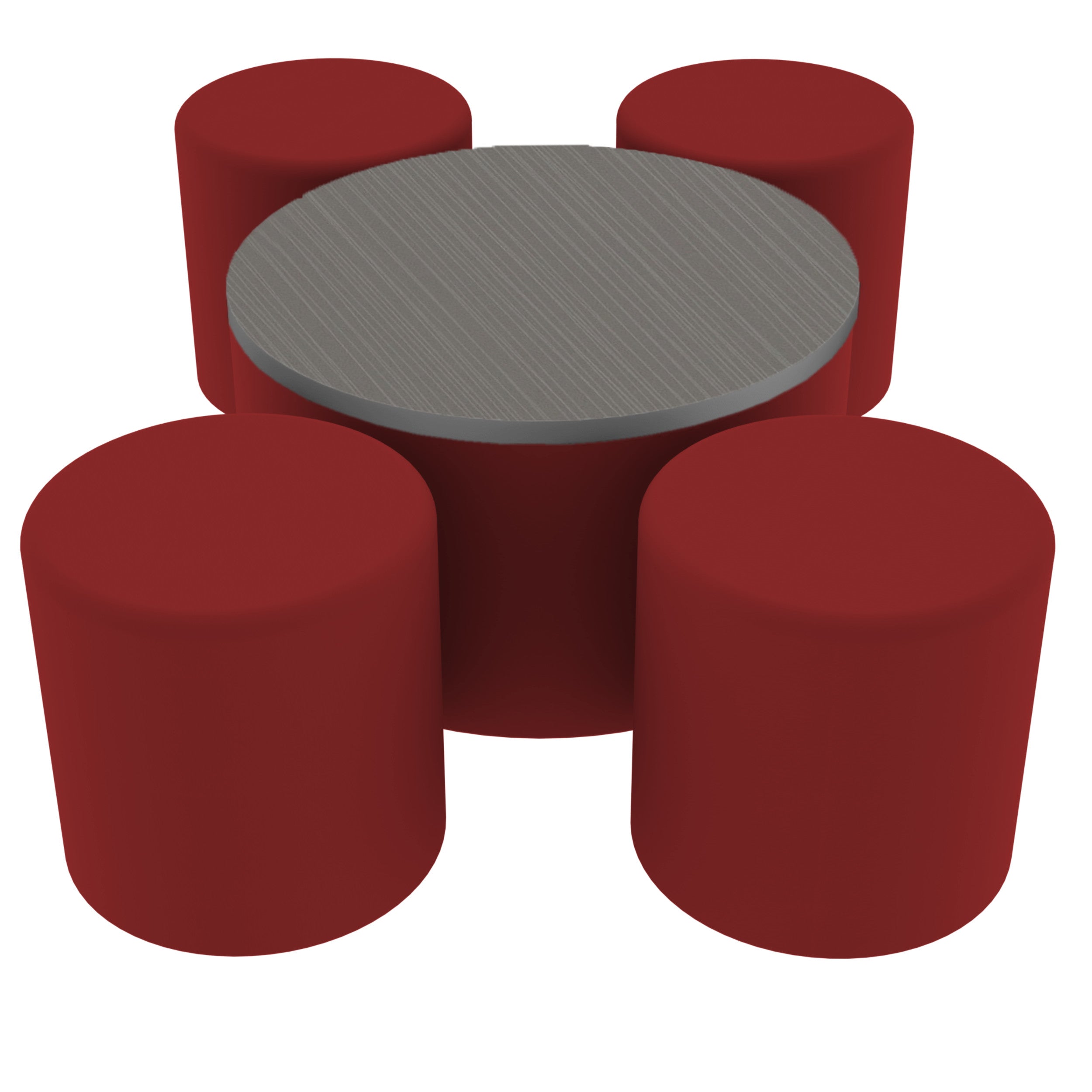 Pro Series 30" Round Ottoman Table with Round 18" H Seating, 5-Piece Set - Crimson/Cosmic Strandz