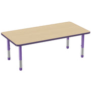 30" x 60" Rectangle T-Molding Activity Table with Adjustable Chunky Legs - Maple/Purple