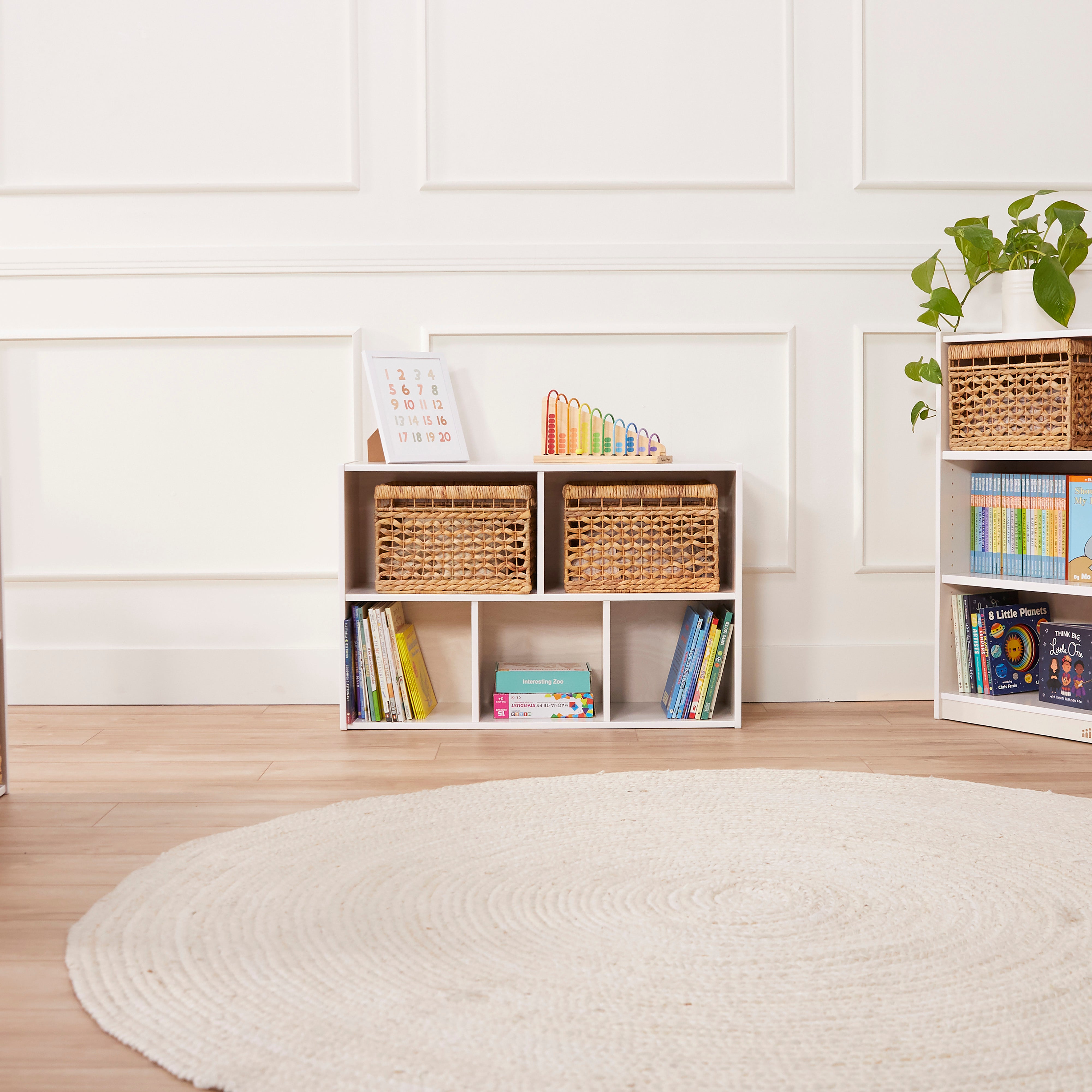 Streamline 5-Compartment Storage Cabinet 24in H - White Wash