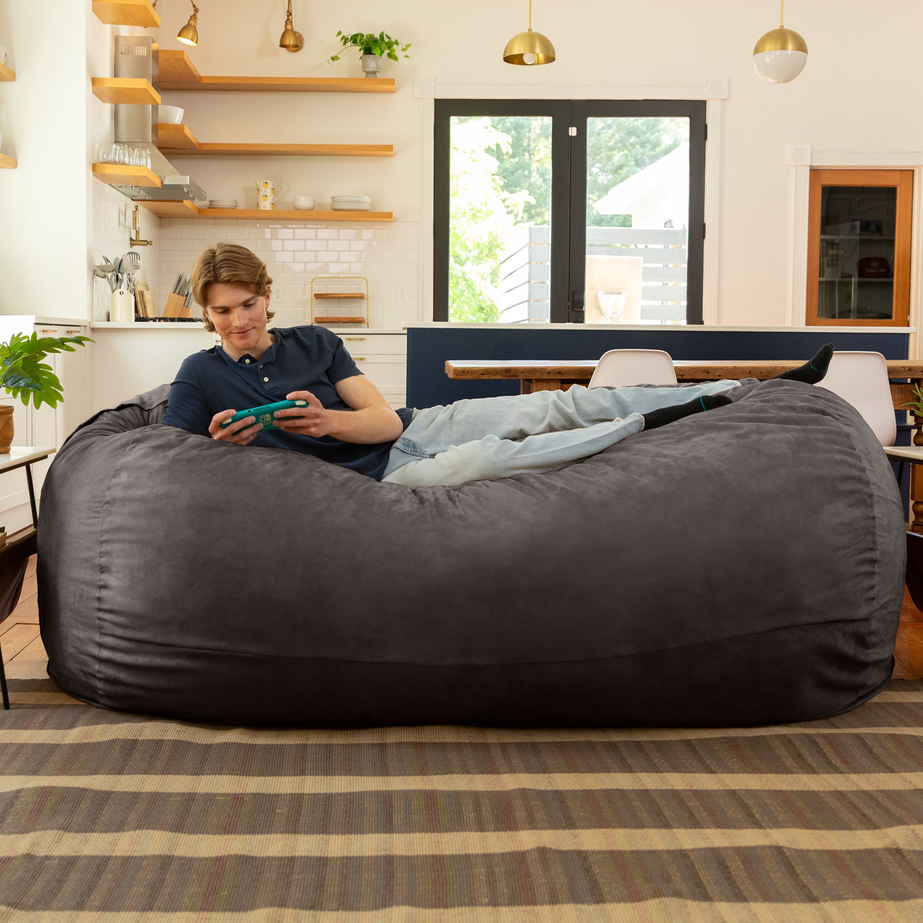 Jaxx 7 Foot Giant Bean Bag Sofa, Charcoal