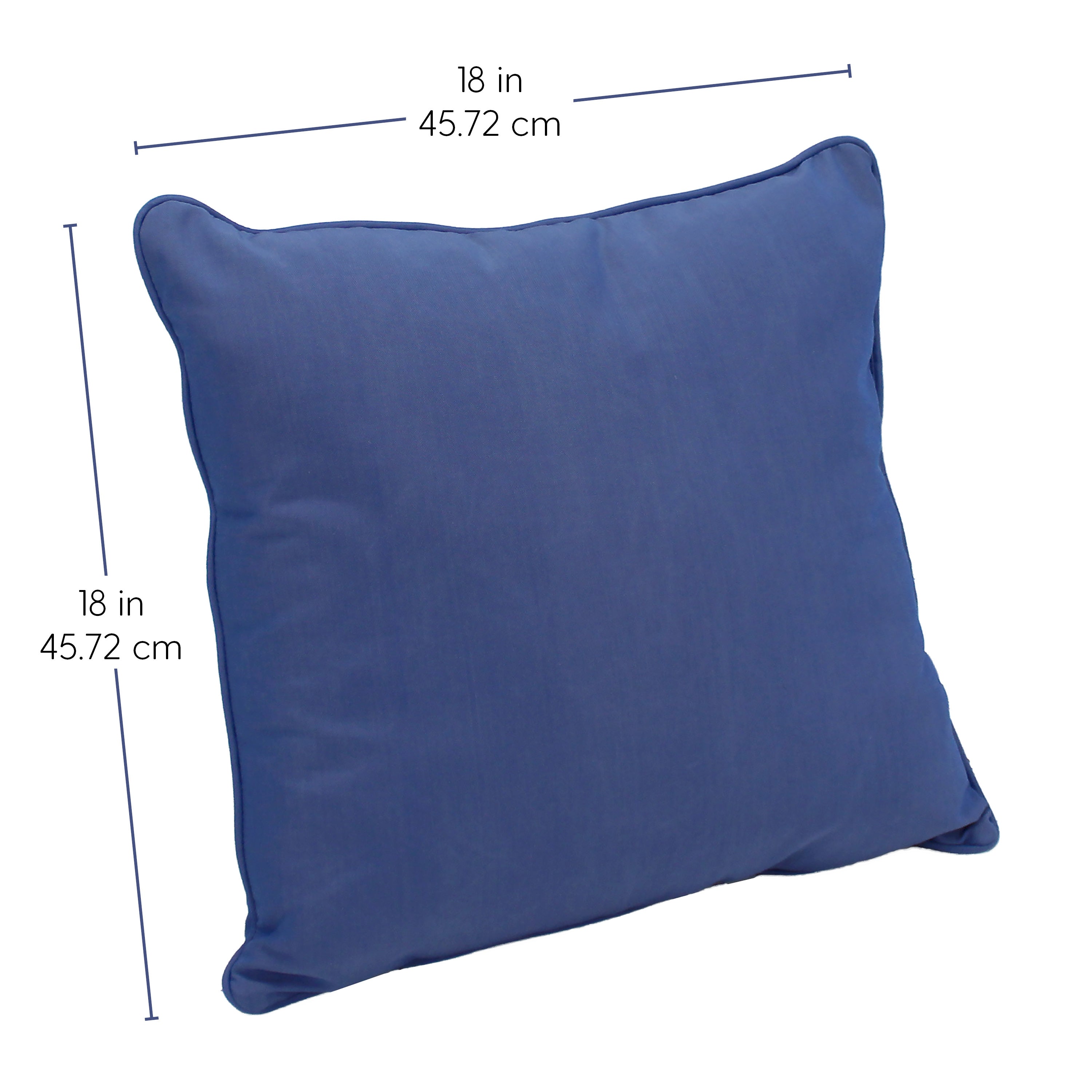 Presidio 18"x 18" Square Indoor/Outdoor Pillow with Piping, 2-Piece - Denim Blue