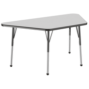 30" x 60" Trapezoid T-Molding Activity Table with Adjustable Standard Ball Glide Legs - Gray/Black