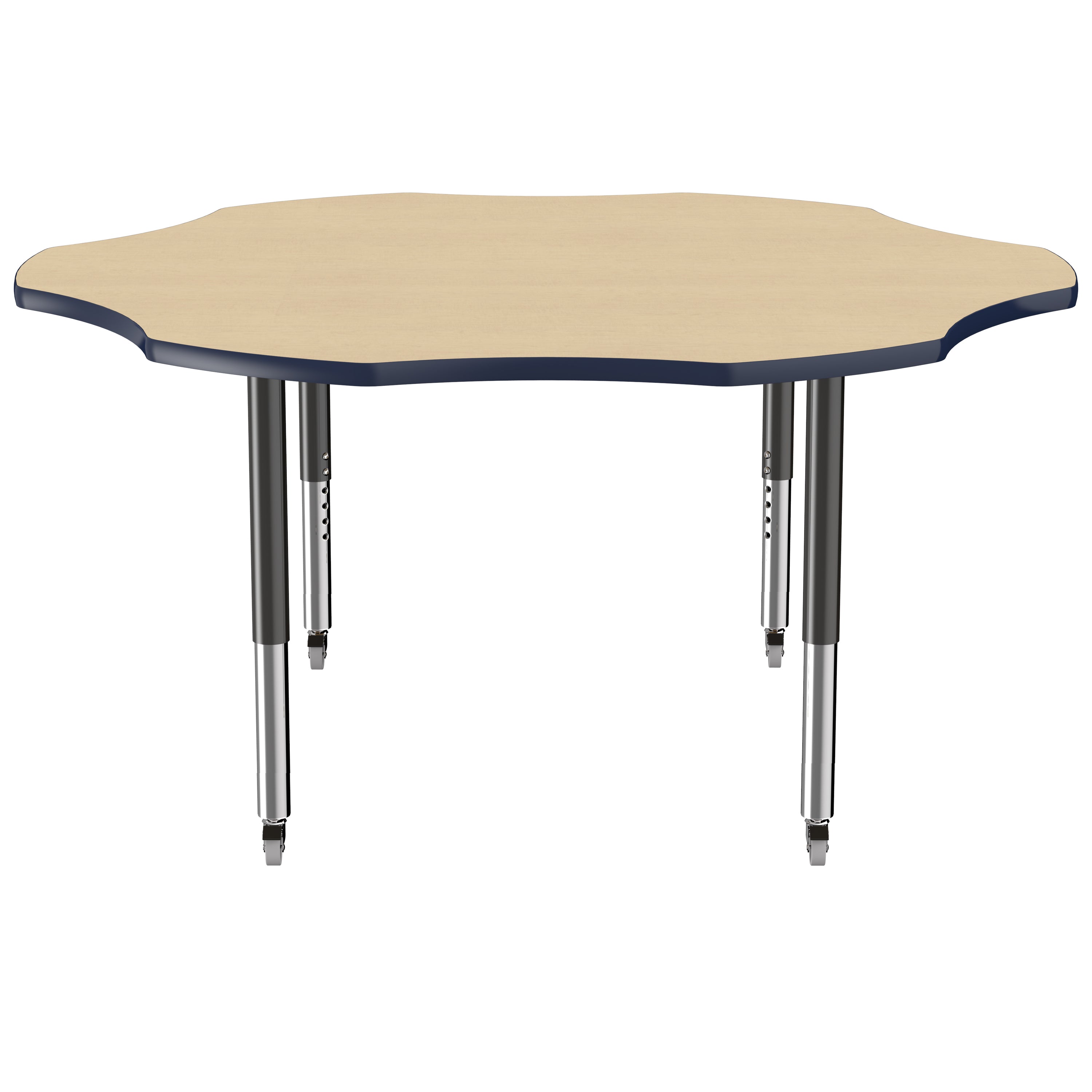 60" x 60" Flower T-Molding Activity Table with Adjustable Super Legs - Maple/Navy/Black