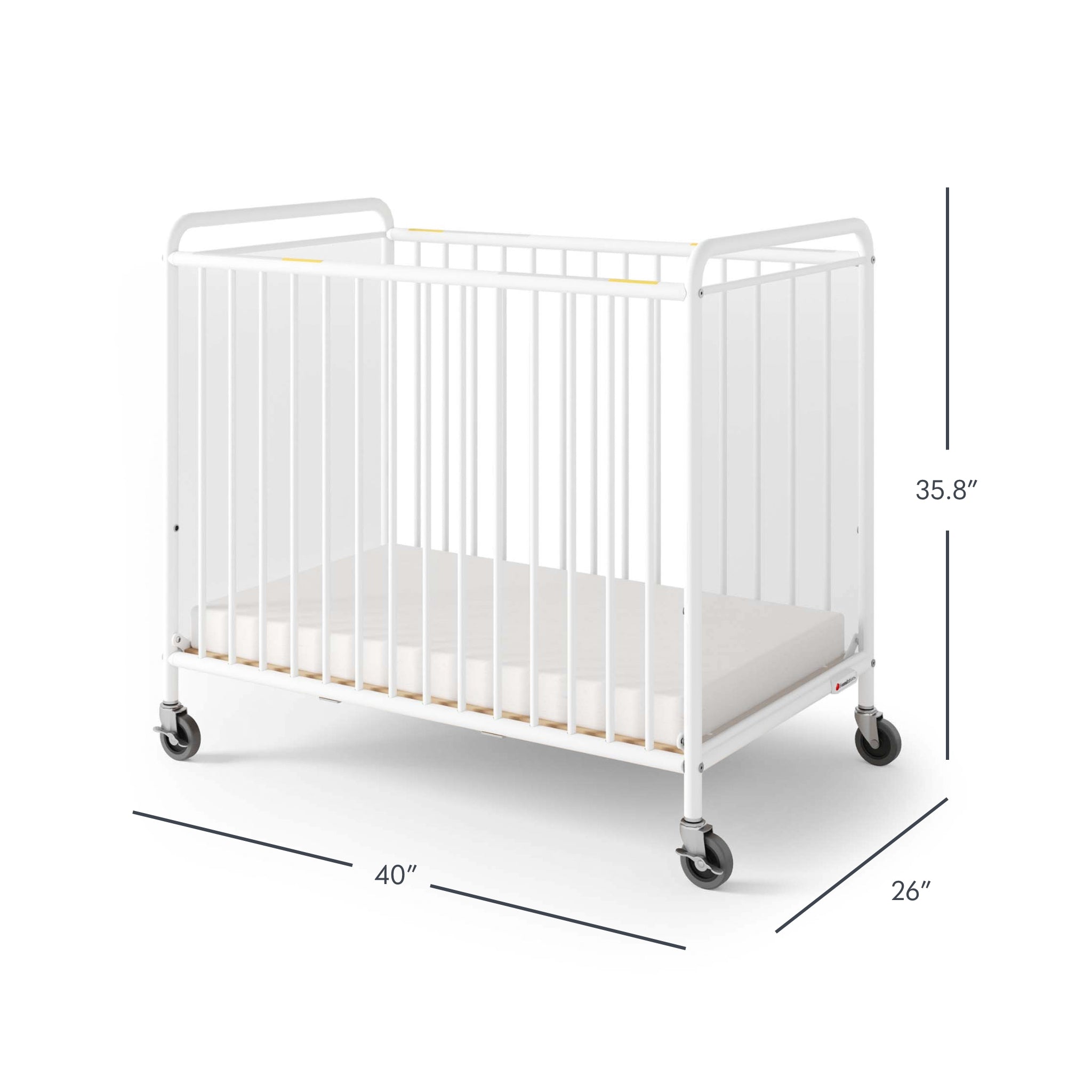 Chelsea Compact Metal Evacuation Crib, ClearView End Panels