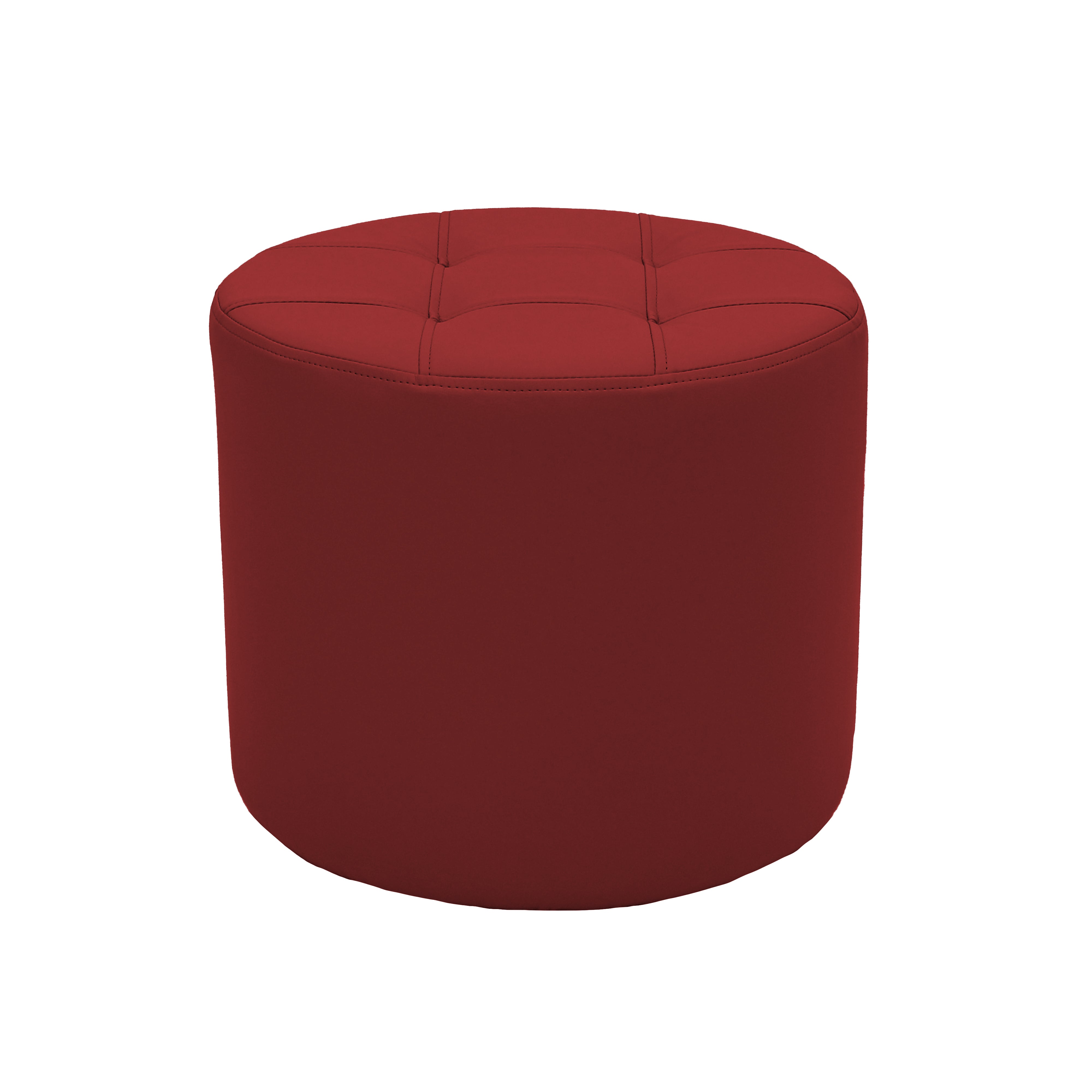 Tufted Round Ottoman 16" Height - Crimson