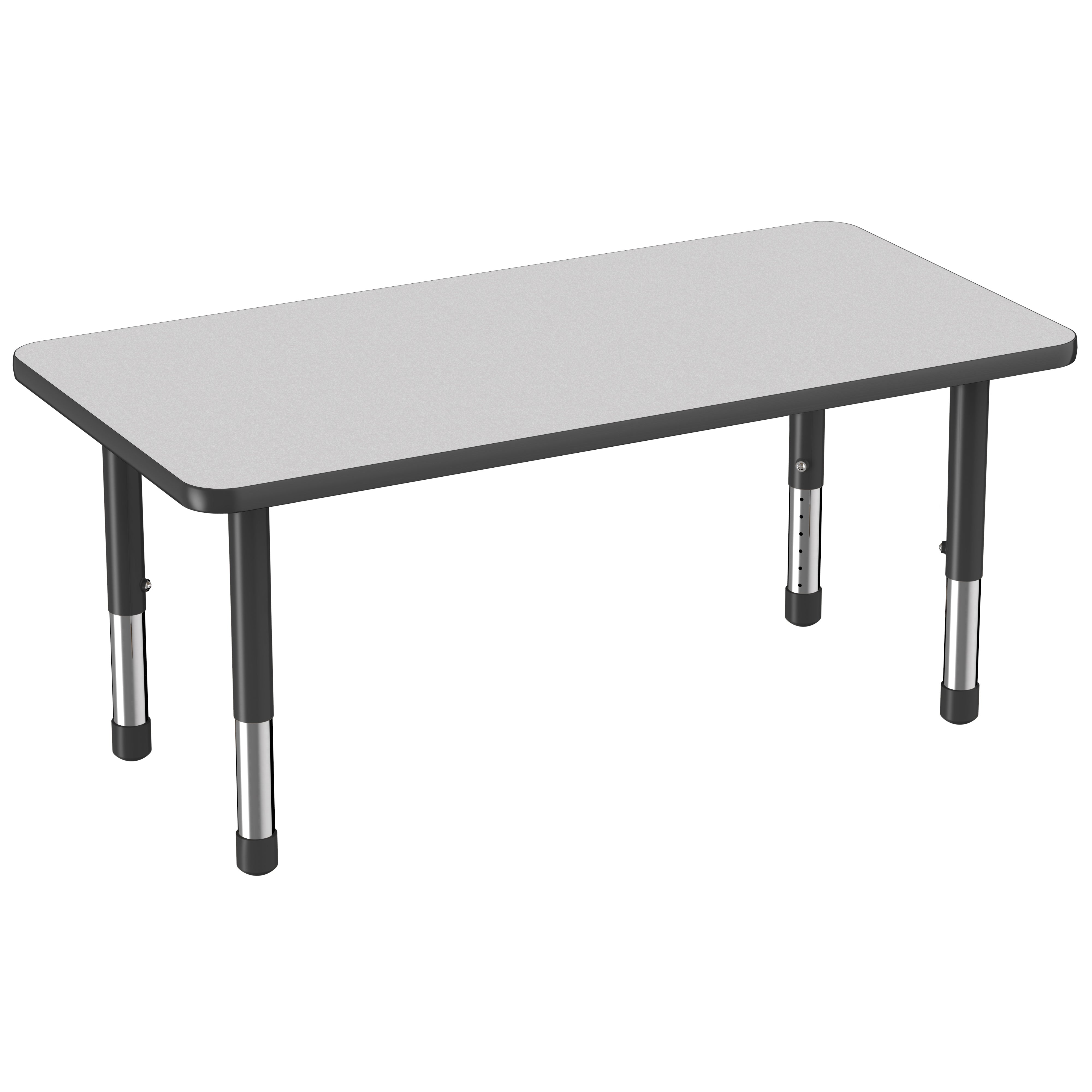 24" x 48" Rectangle Thermofused Activity Table with Adjustable Chunky Legs - Gray/Black