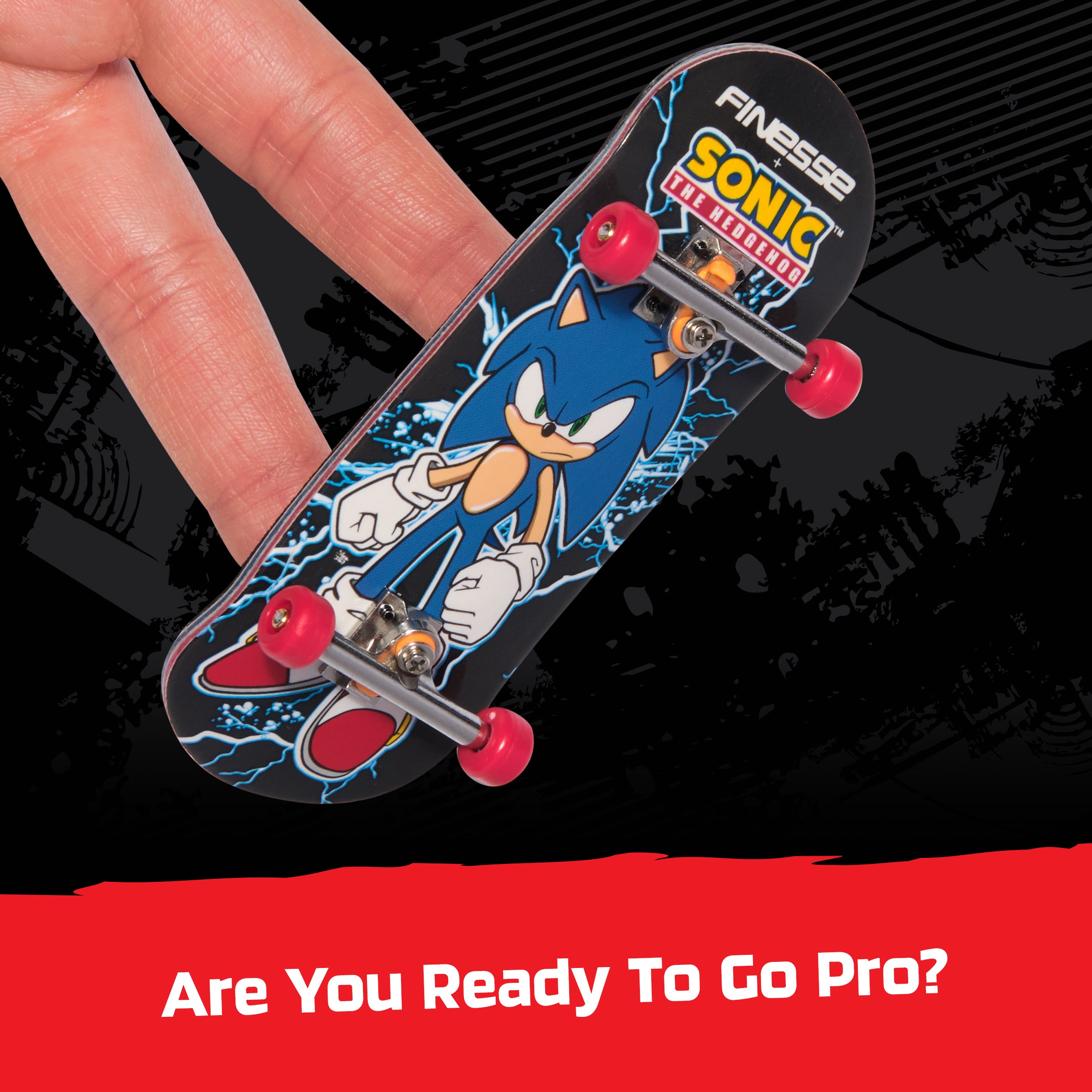 Tech Deck, Finesse X Sonic the Hedgehog Pro Series Finger Board with Storage Display, Built for Pros; Authentic Mini Skateboards, Kids Toys for Ages 6 and up