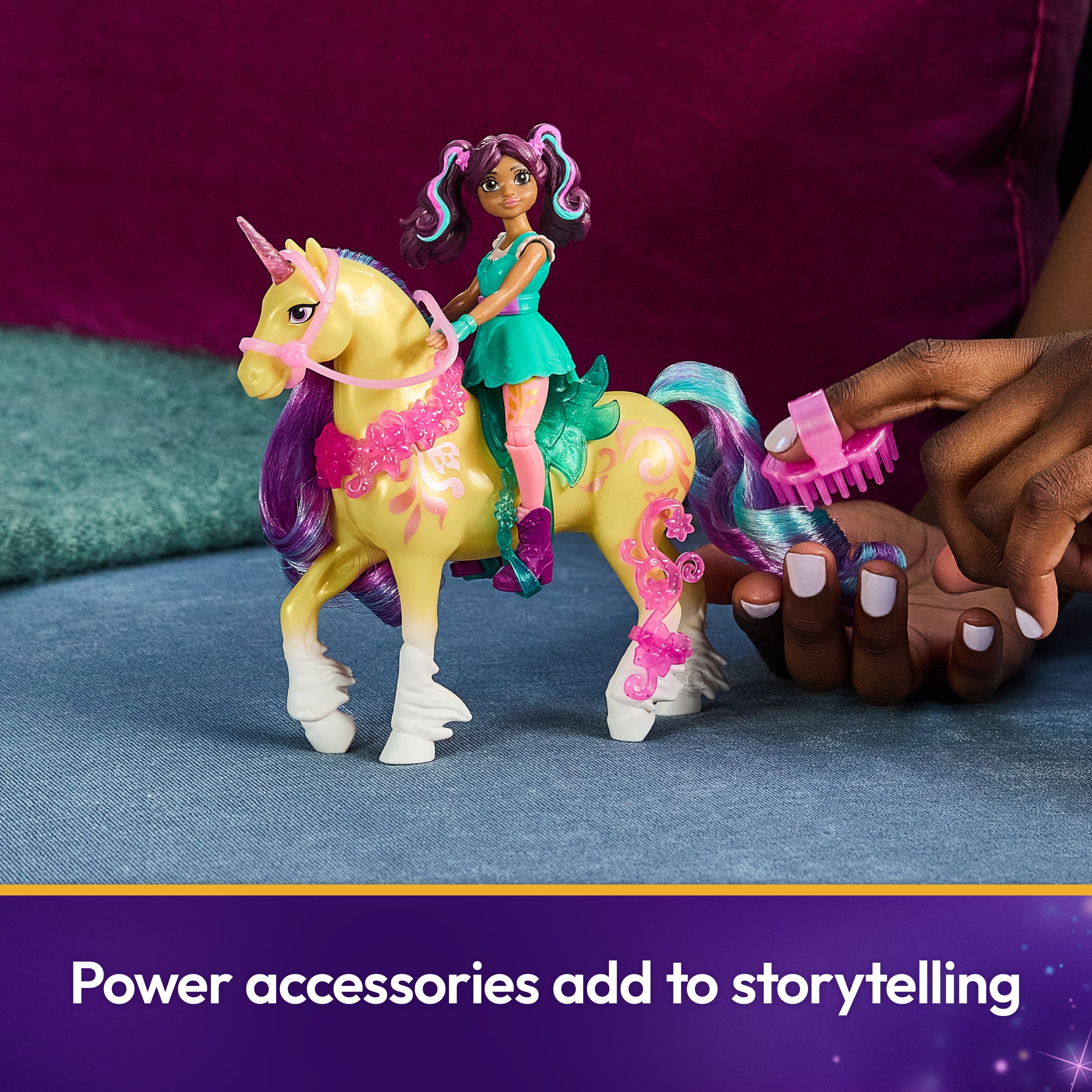 Unicorn Academy, Ava & Leaf Power of Friendship Set with Translucent Saddle & 2 Power Accessories, Dolls & Unicorn Toys for Girls Ages 4 and up