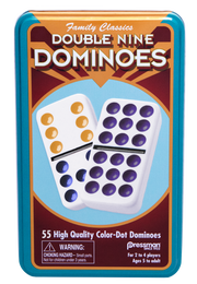 Double Nine Color Dot Dominoes in Tin