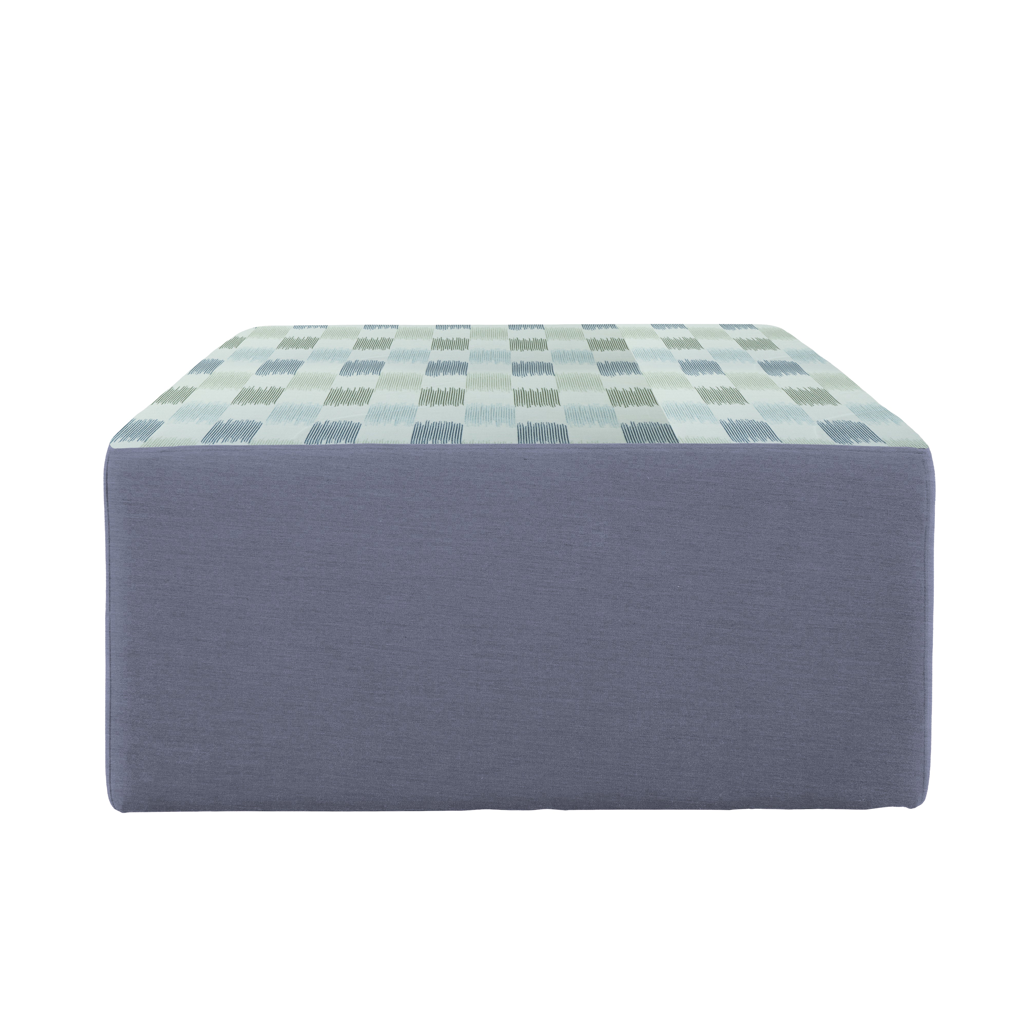 Outdoor 36" Square Ottoman with Sunbrella, 18" H - Dream Mist/Canvas Haze