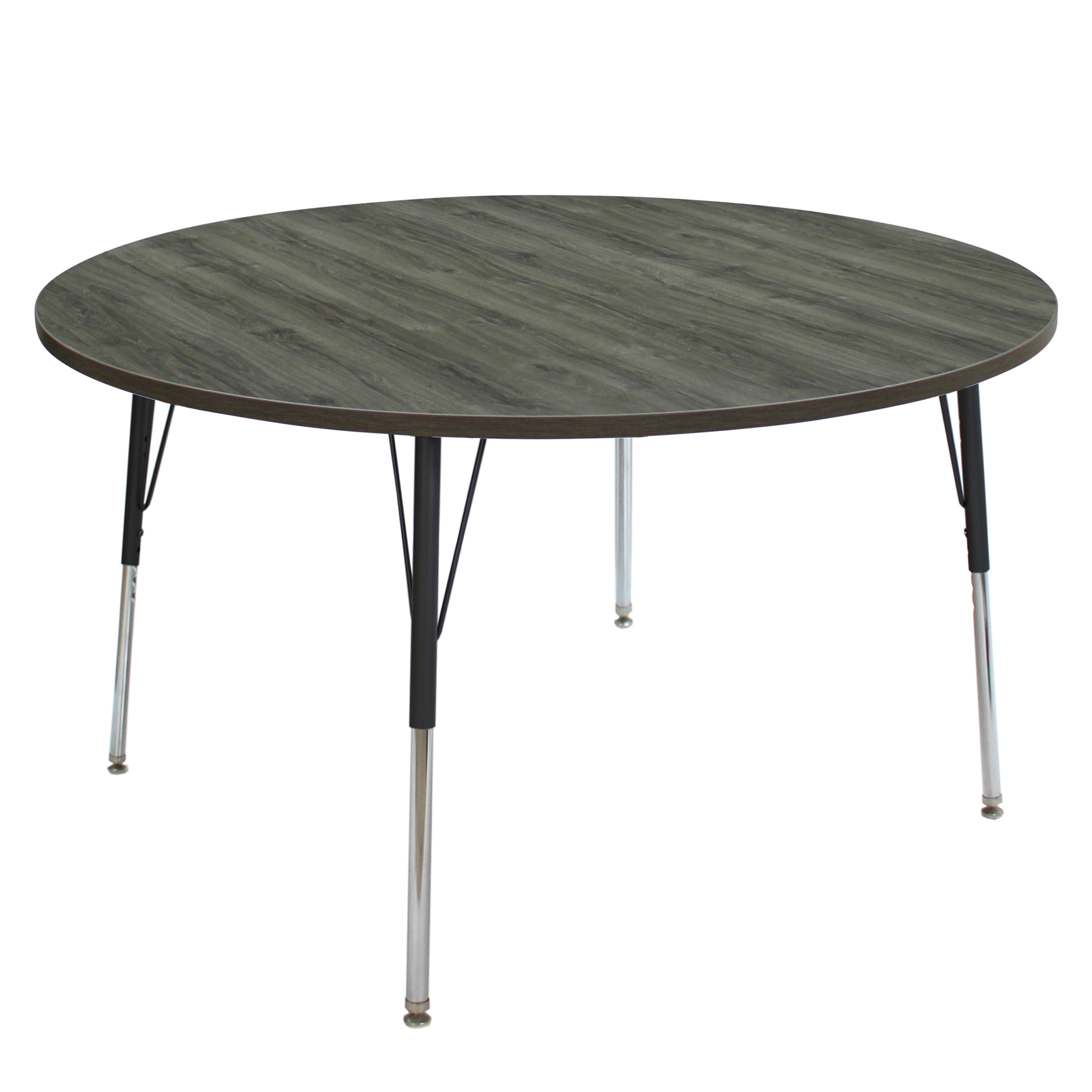 48" Round La Madera Activity Table with Standard Legs - Gray Wood/Black