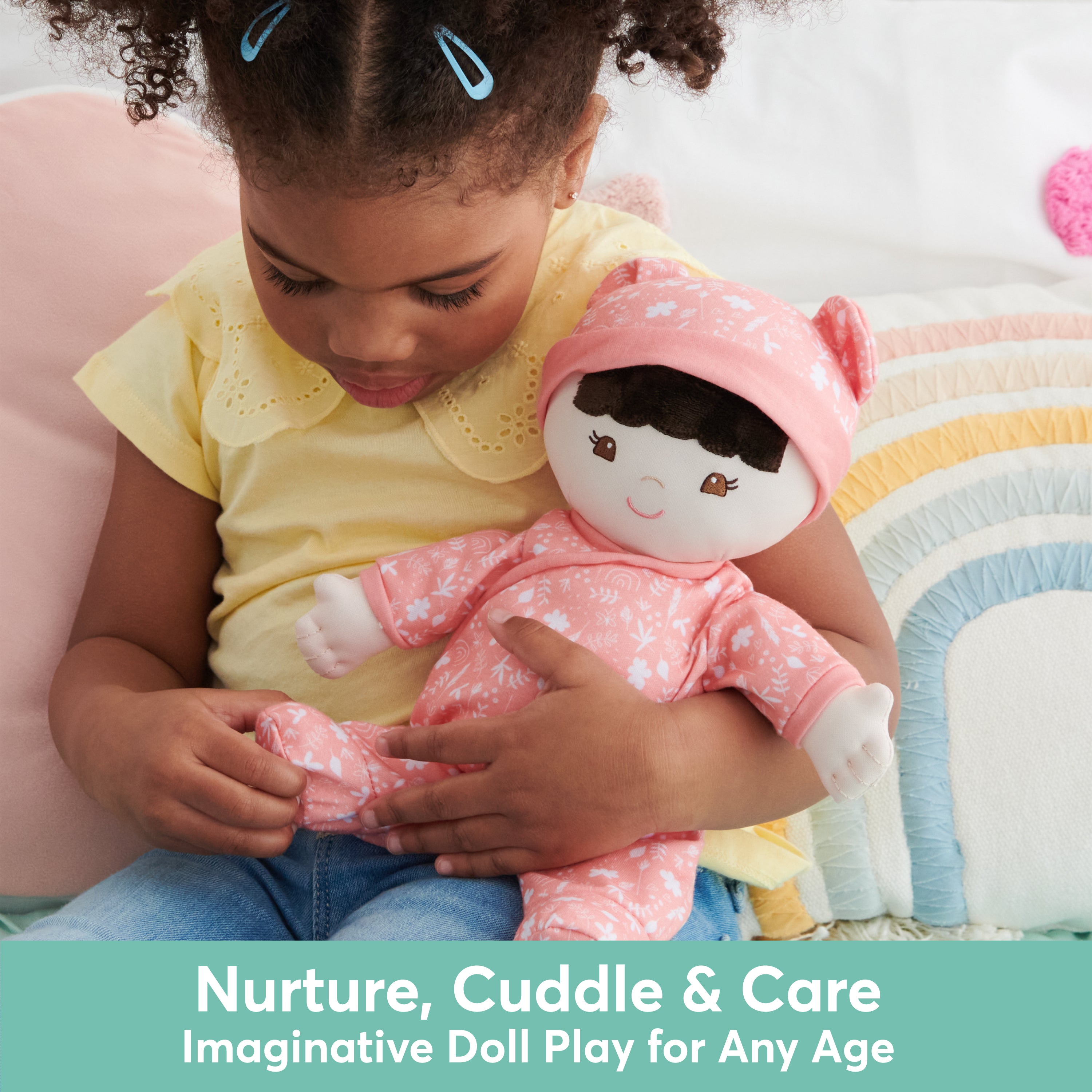 Baby GUND Sustainable Baby Doll, Plush Doll Made from Recycled Materials, For Newborns and Toddlers, Poppy, 12”